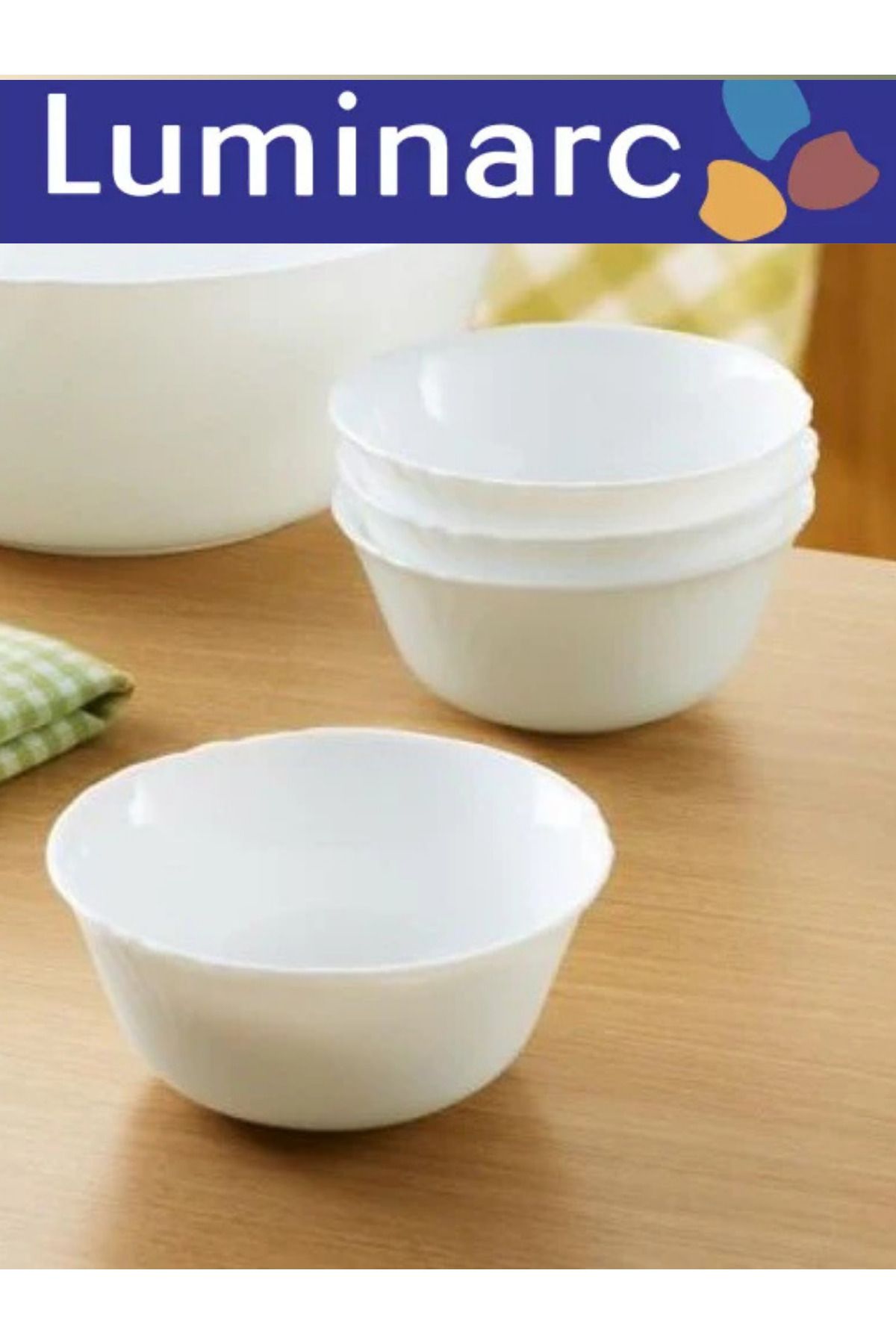 Luminarc-Cadıx Tempered White 12 Cm-6 Pieces-Multi-Purpose Bowl/Set for 6 Persons (Soup-Salad-Milk Dessert). 6
