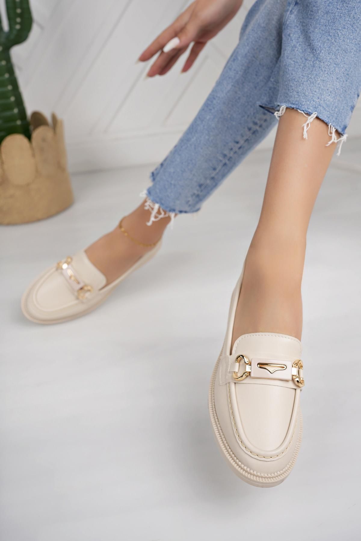 Nesil Shoes-Süha 251 Beige Anatomical Women's Lofer 2
