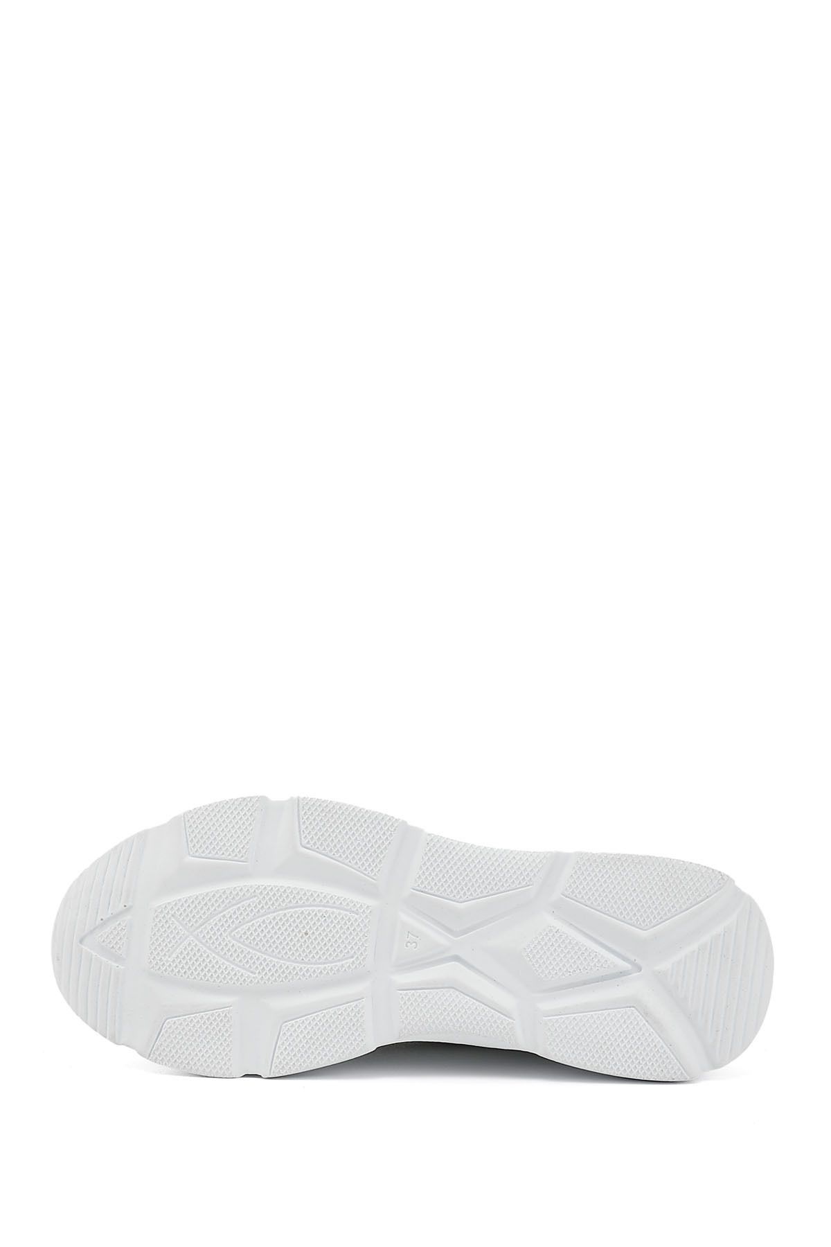 GÖNDERİ(R)-Tenis de damă, alb, cu șireturi, cu talpă cu pană, din piele naturală 5