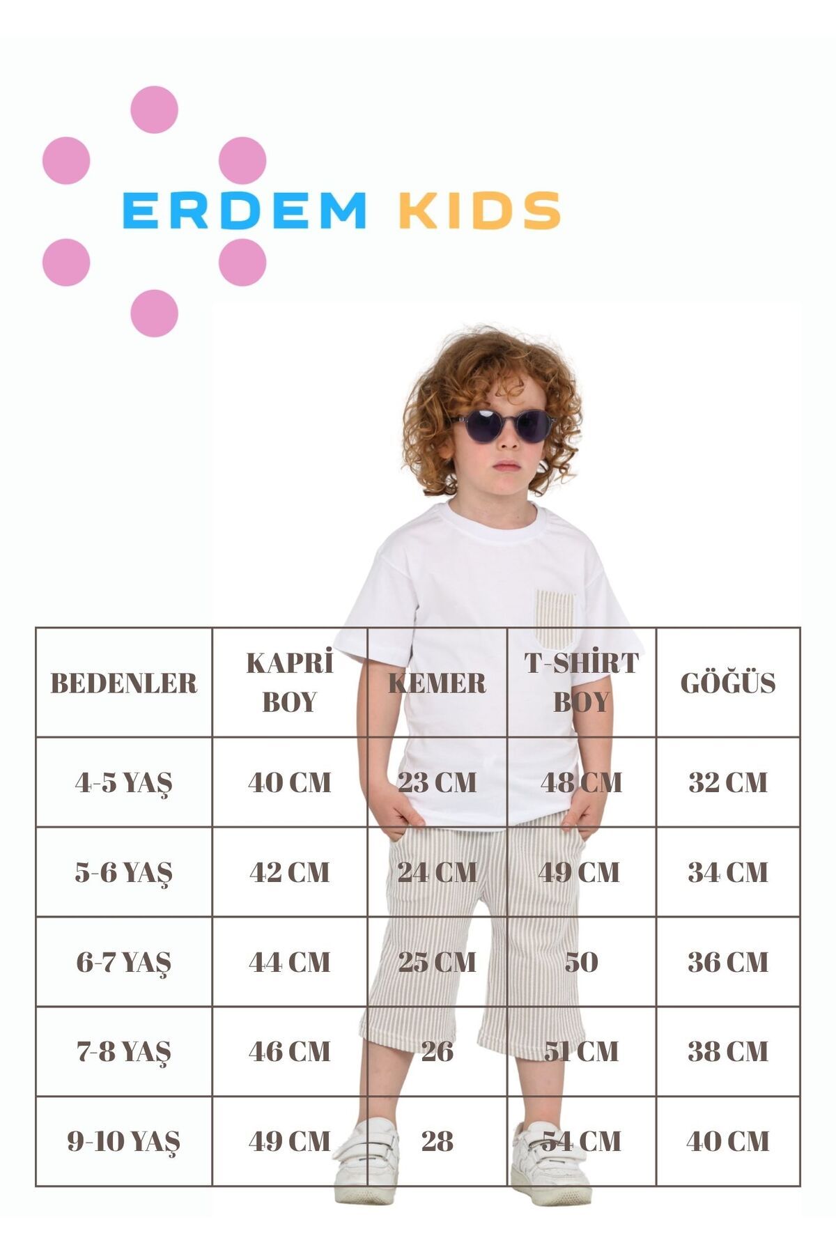 ERDEM KIDS-Boys Basic T-Shirt Shorts Striped Capris Summer 2-Piece Set 6