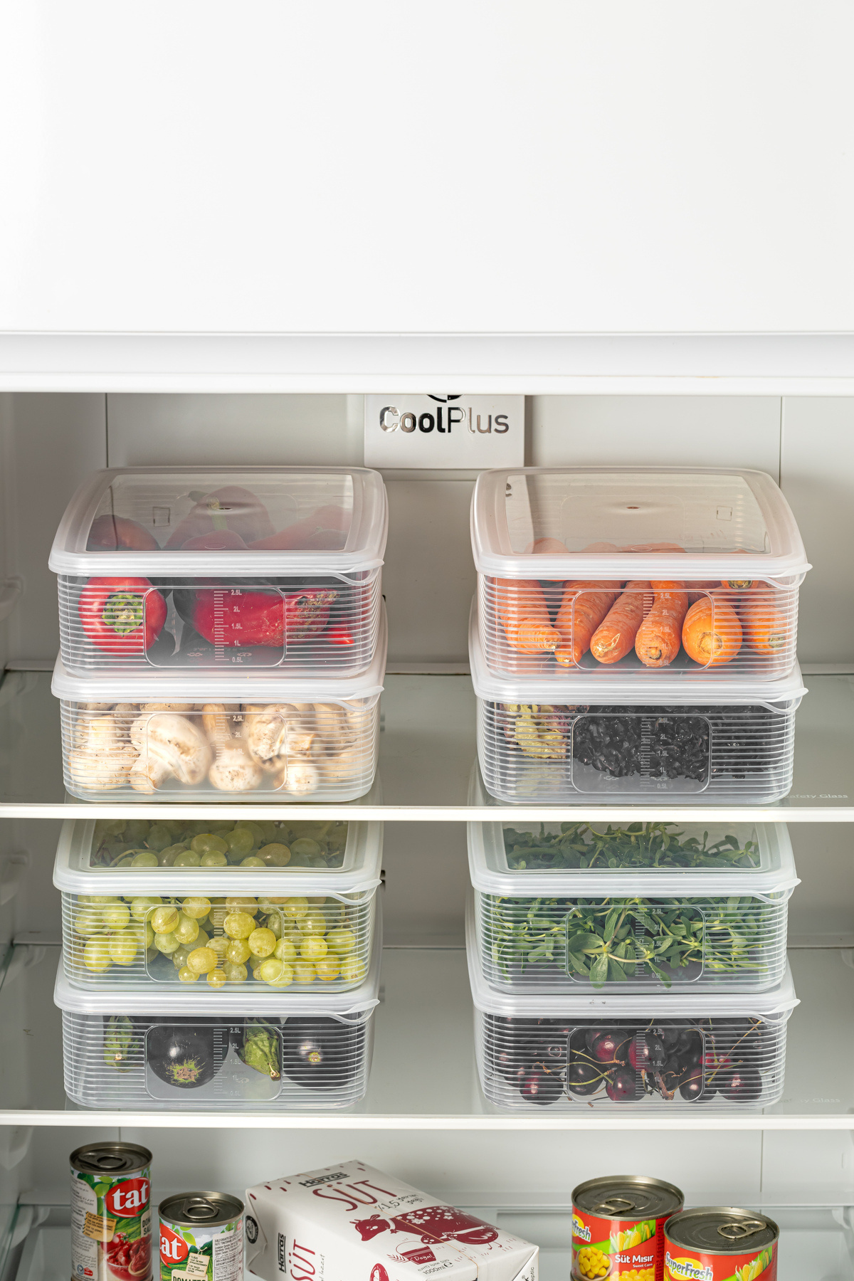 BRAMBLE LIFE-Clear Set of 4 - Rectangular Refrigerator Freezer Storage Container with 2.3 Lt and 3.5 Lt Leak Proof Indicator 3