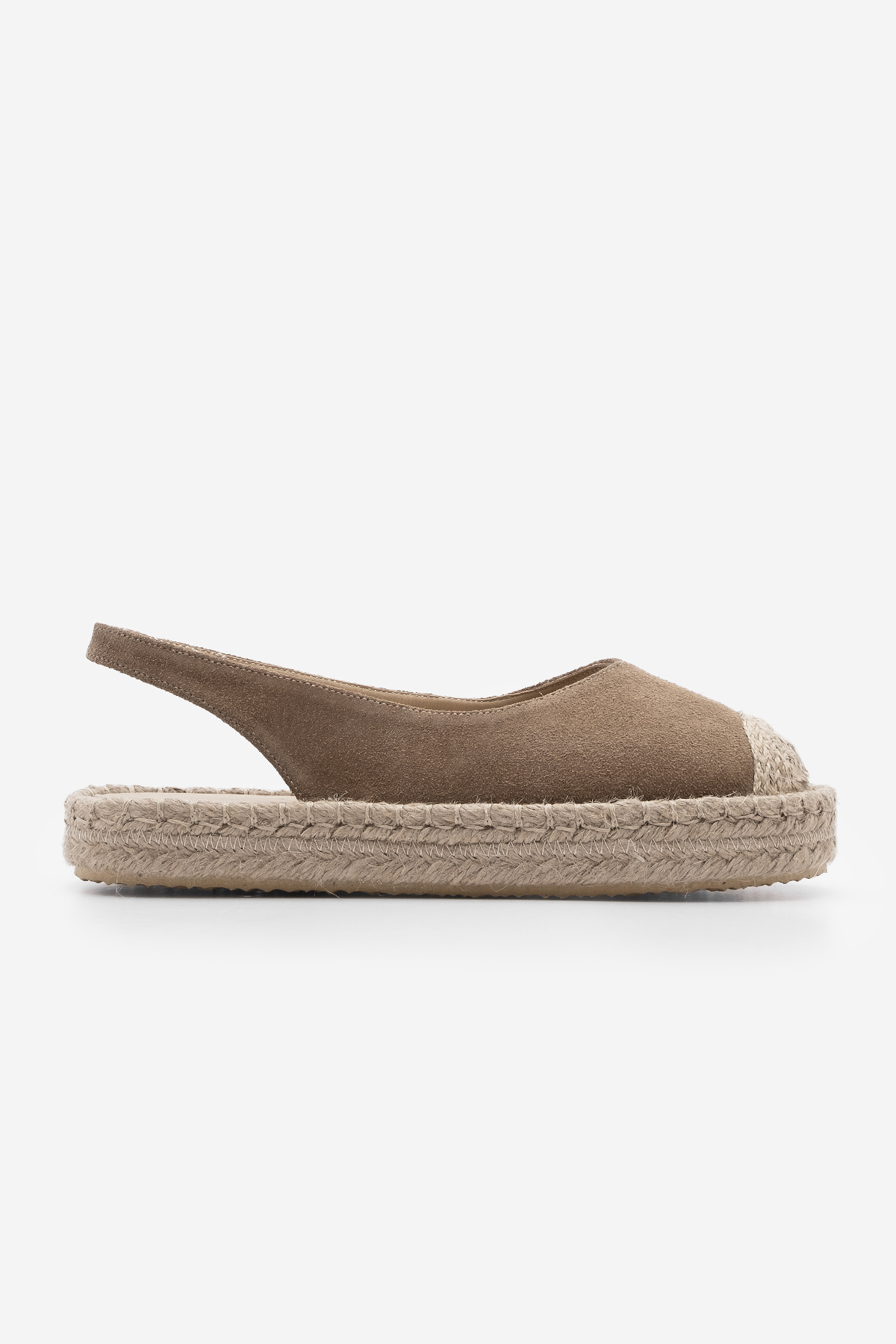 Marjin-Kamelfarbene Wildleder-Damensandalen – echtes Leder, offener Rücken, Jute-Espadrille 3