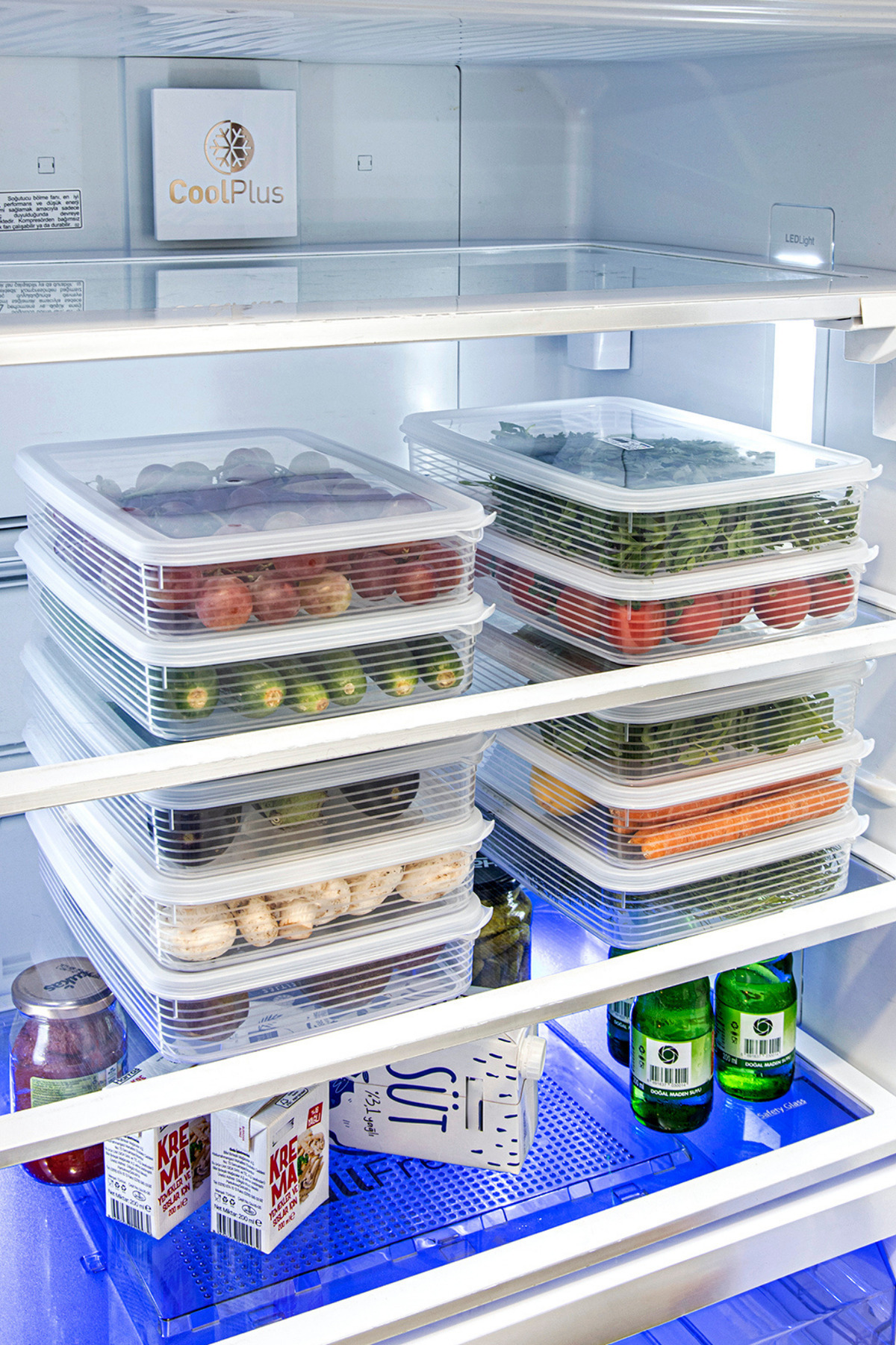 BRAMBLE LIFE-Clear Set of 4 - Rectangular Refrigerator Freezer Storage Container with 2.3 Lt and 3.5 Lt Leak Proof Indicator 4