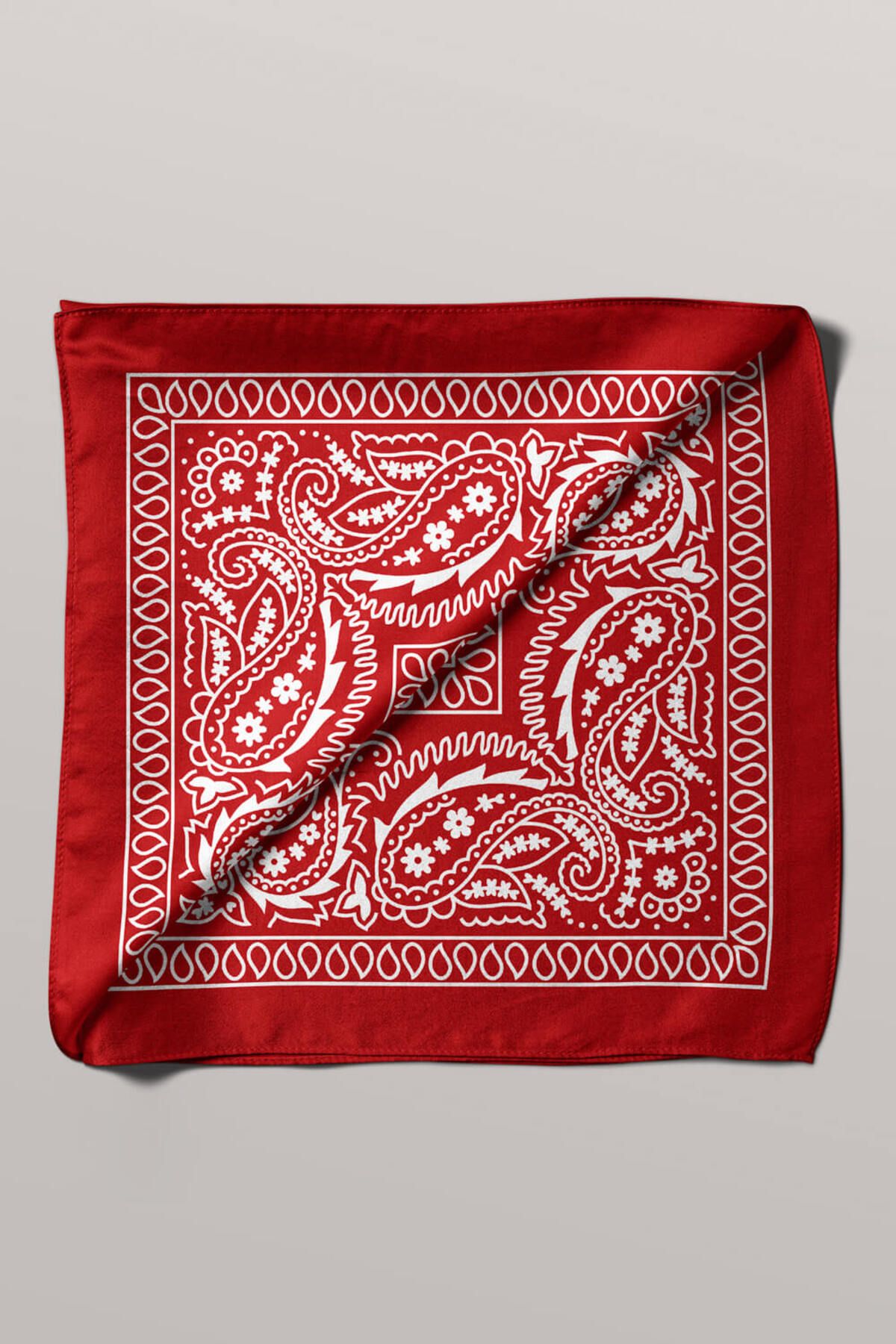 Modabutik-RED SHALLED BANDANA DG12185 5