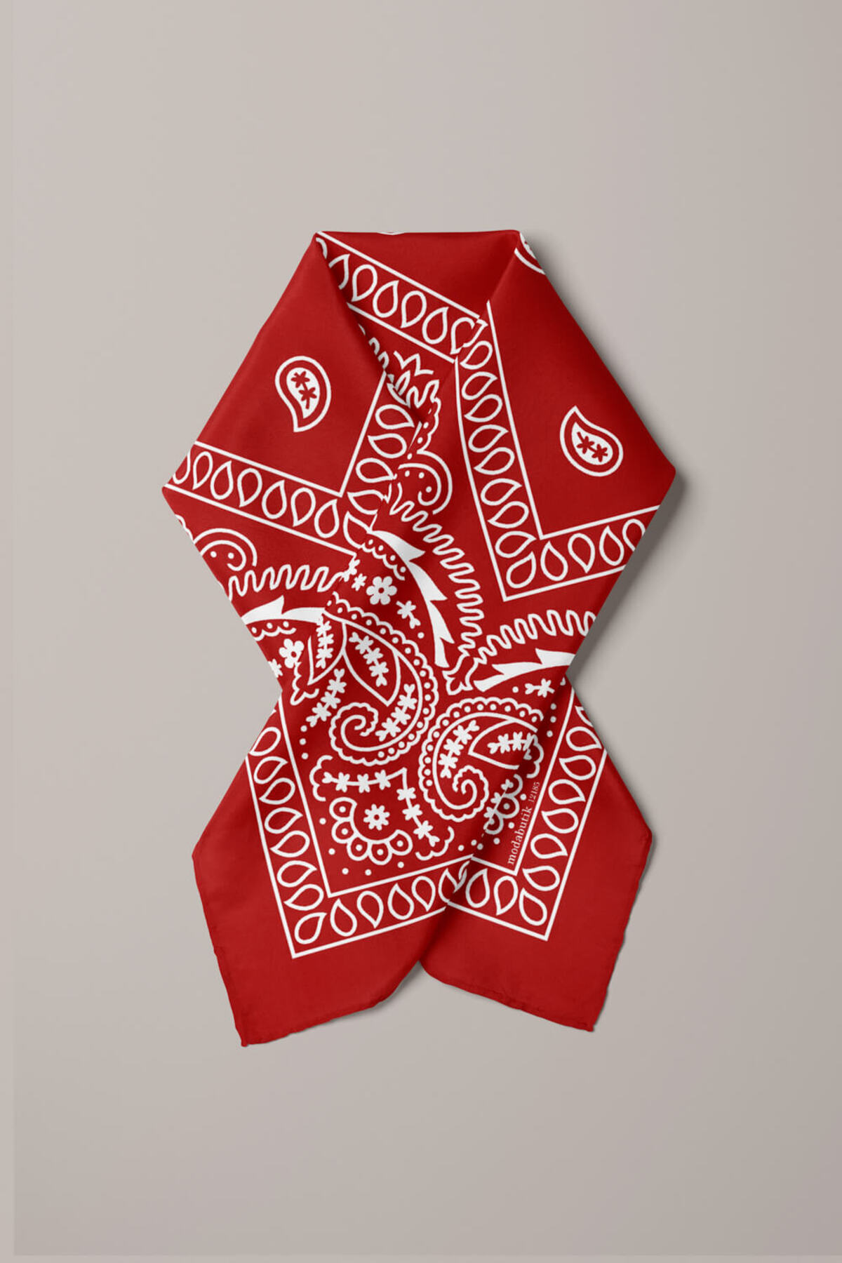 Modabutik-RED SHALLED BANDANA DG12185 3