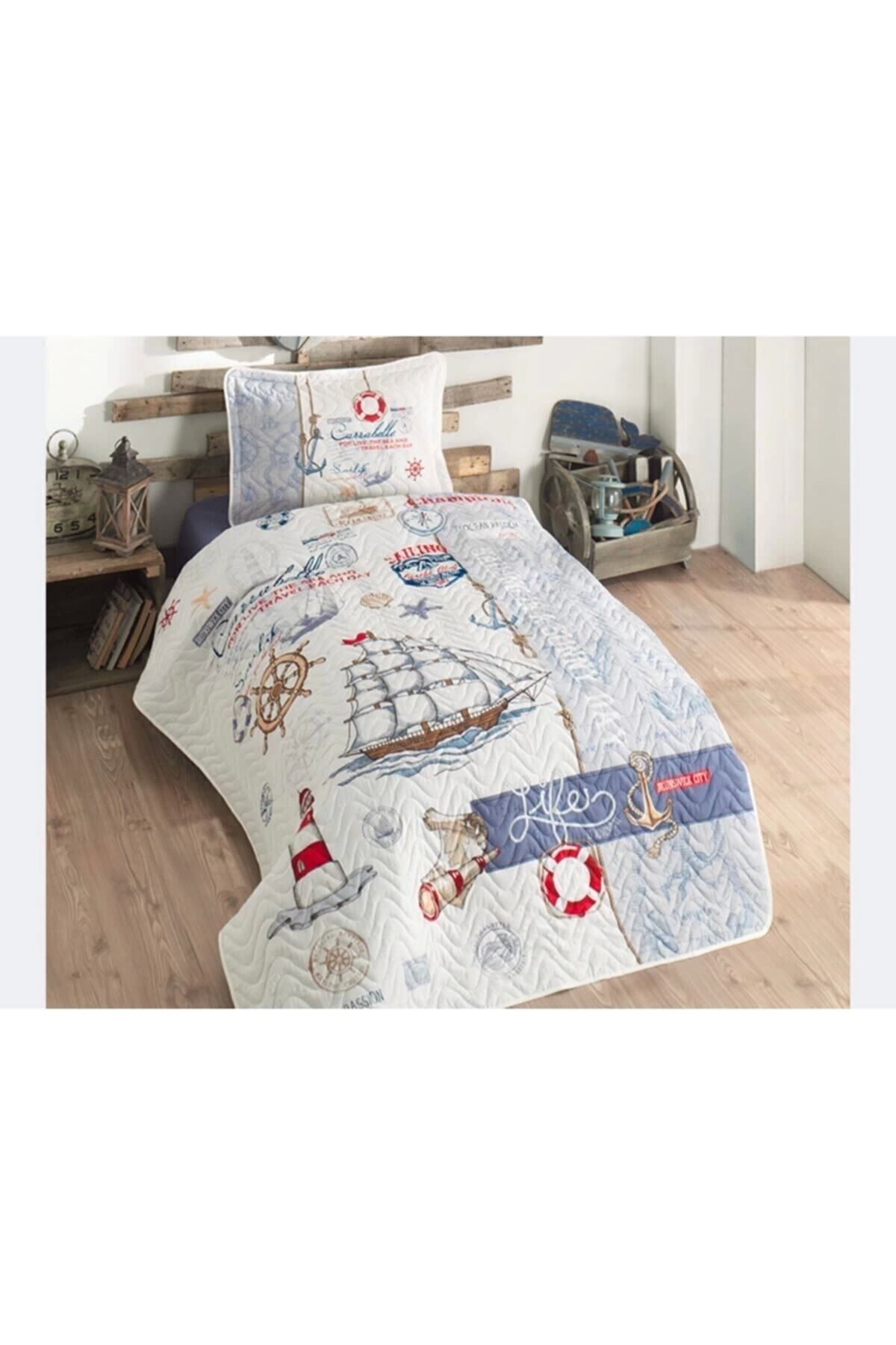 Clasy-Blue Ranforce Bedspread Set Single Sailife 2