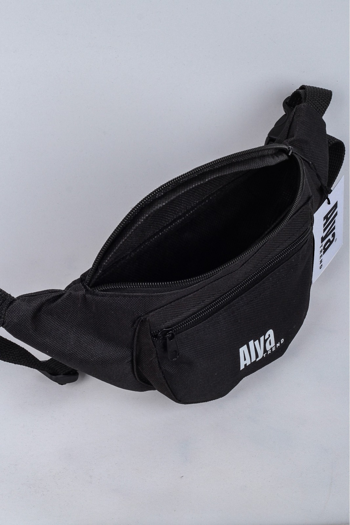 Butik Unisex Siyah Iki Bölmeli Çapraz Askılı Omuz Ve Bel Çantası görsel 5