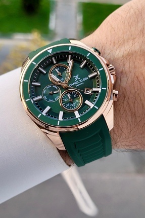 Daniel Klein 45 Mm Kasası Rose Kordonu Yeşil Renk İç Göstergeleri Aktif Erkek...