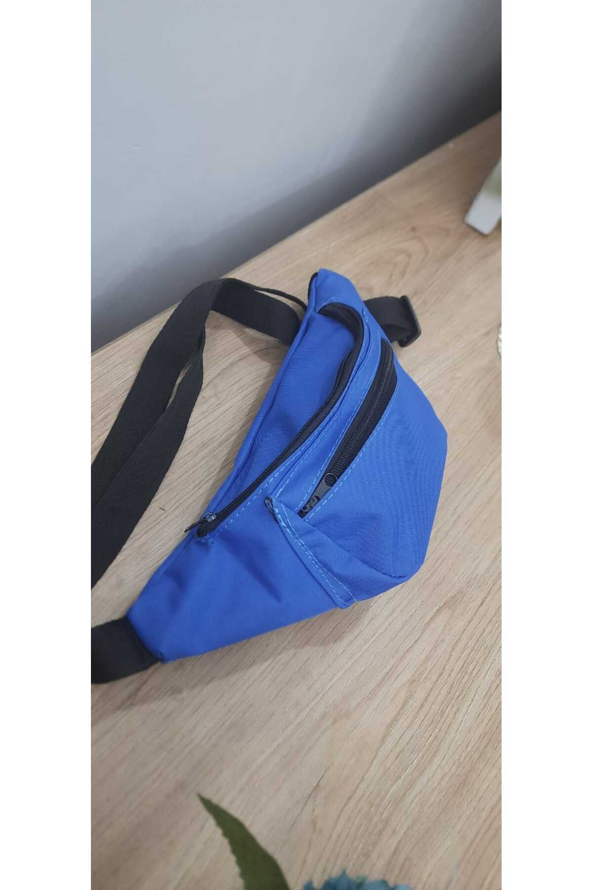 Alya trend Unisex Mavi Su Geçirmez Spor Çapraz Askılı iki Bölmeli Bel Ve Omuz Çantası görsel 3