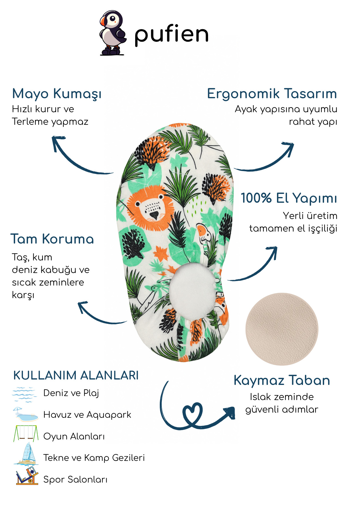 pufien Kaydırmaz Taban Çocuk Deniz Ayakkabısı Bebek Havuz Patiği Nefes Alabilen Mayo Kumaşı fotoğrafı 2 (önizleme)