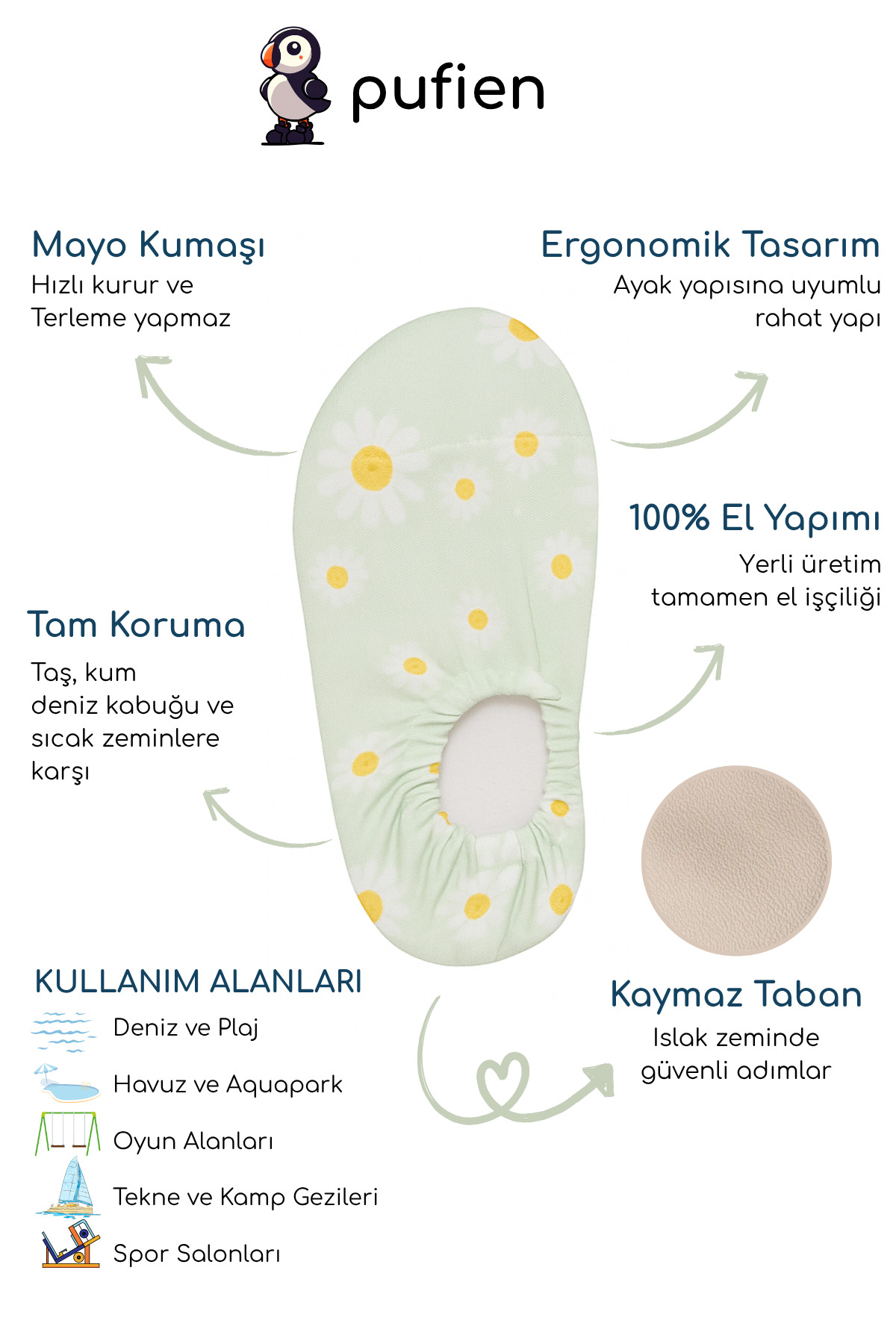 pufien Kaydırmaz Taban Çocuk Deniz Ayakkabısı Bebek Havuz Patiği Nefes Alabilen Mayo Kumaşı fotoğrafı 2 (önizleme)