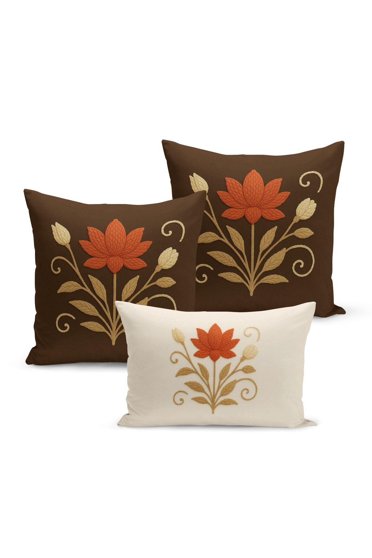 Bertille Home-Set de 3 huse de pernă cu imprimare digitală pe două părți (aspect de broderie cu model de puncție) 2