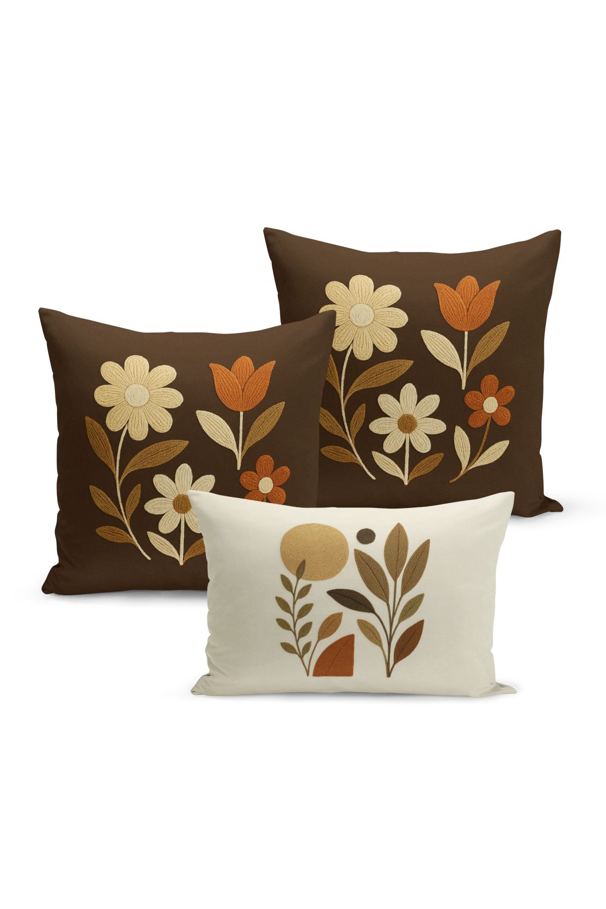 Bertille Home-Set de 3 huse de pernă cu imprimare digitală pe două părți (aspect de broderie cu model de puncție) 2