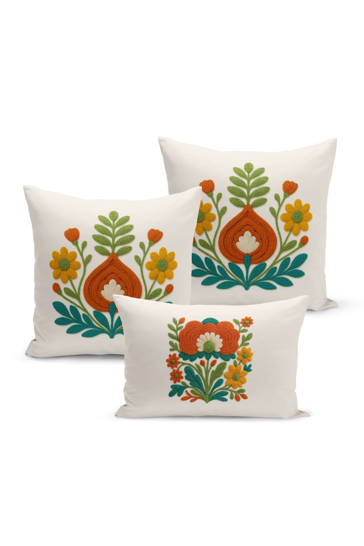 Bertille Home-Set de 3 huse de pernă cu imprimare digitală pe două părți (aspect de broderie cu model de puncție) 2