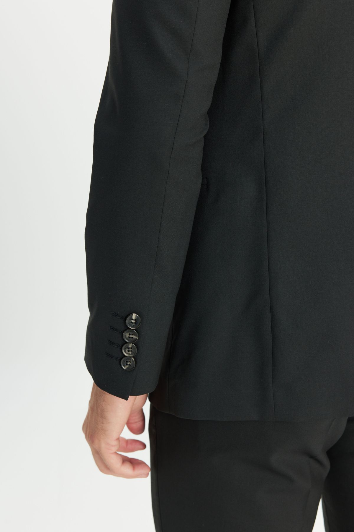 ALTINYILDIZ CLASSICS-Men's Black Waterproof Extra Slim Fit Swallow Collar Woolen Nano Suit 6