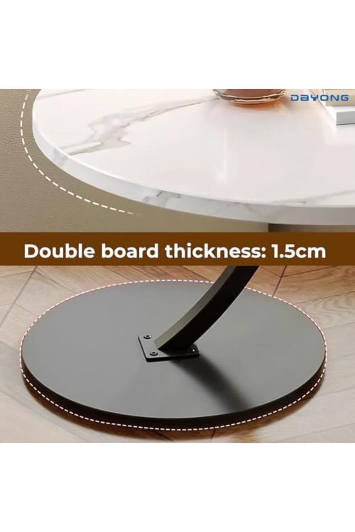 Türkiye-Side Table, C-shaped Coffee Table, Sofa End Table, Space-Saving Nightstand Bedside Table for 8