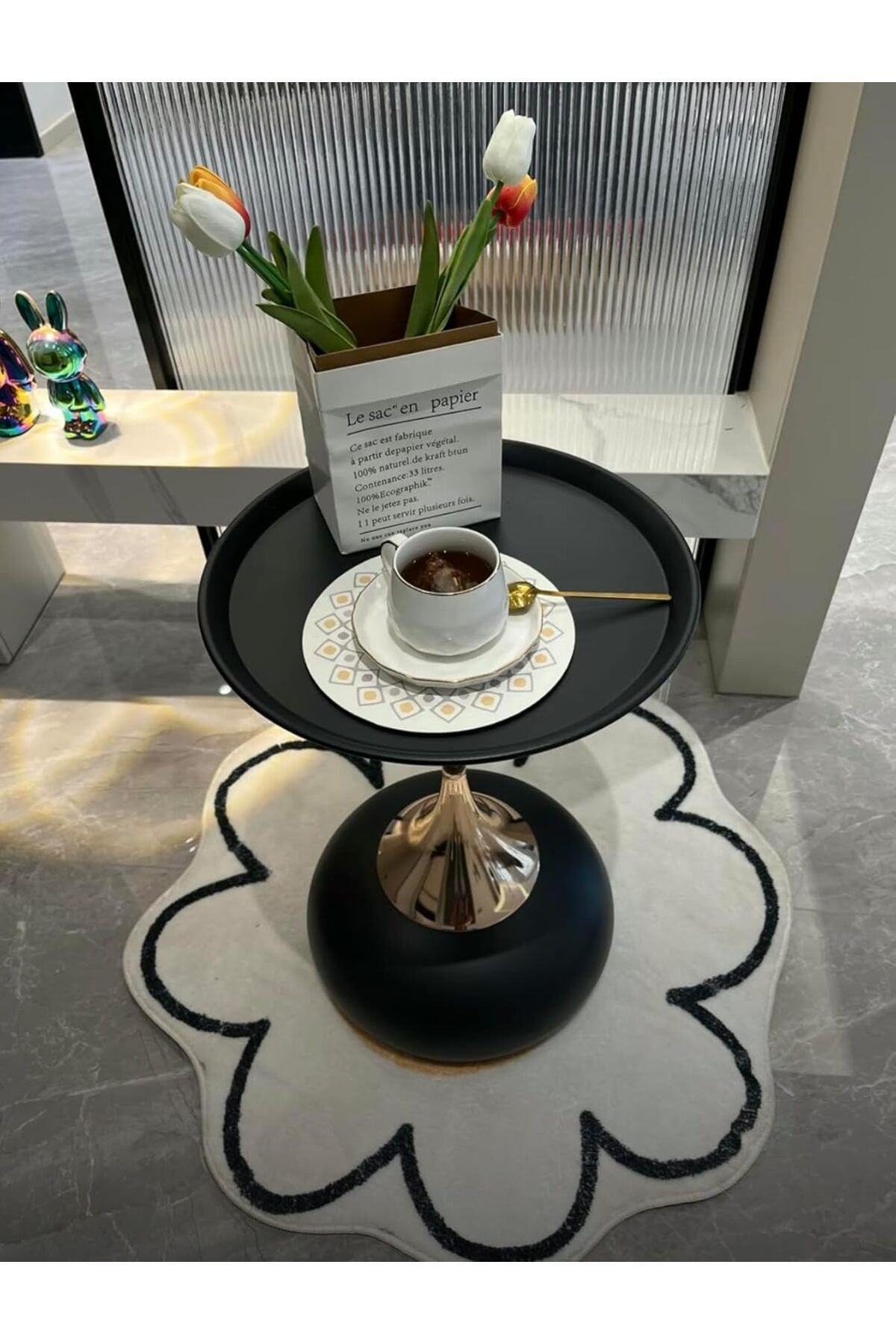 Türkiye-White Nordic Style Light Luxury Simple Round Table, Side Table, Metal Unique End Table 4