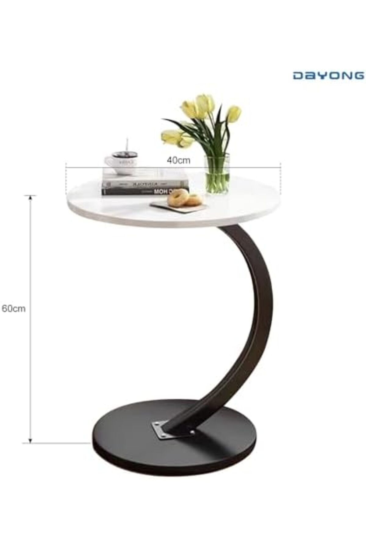 Türkiye-Side Table, C-shaped Coffee Table, Sofa End Table, Space-Saving Nightstand Bedside Table for 4