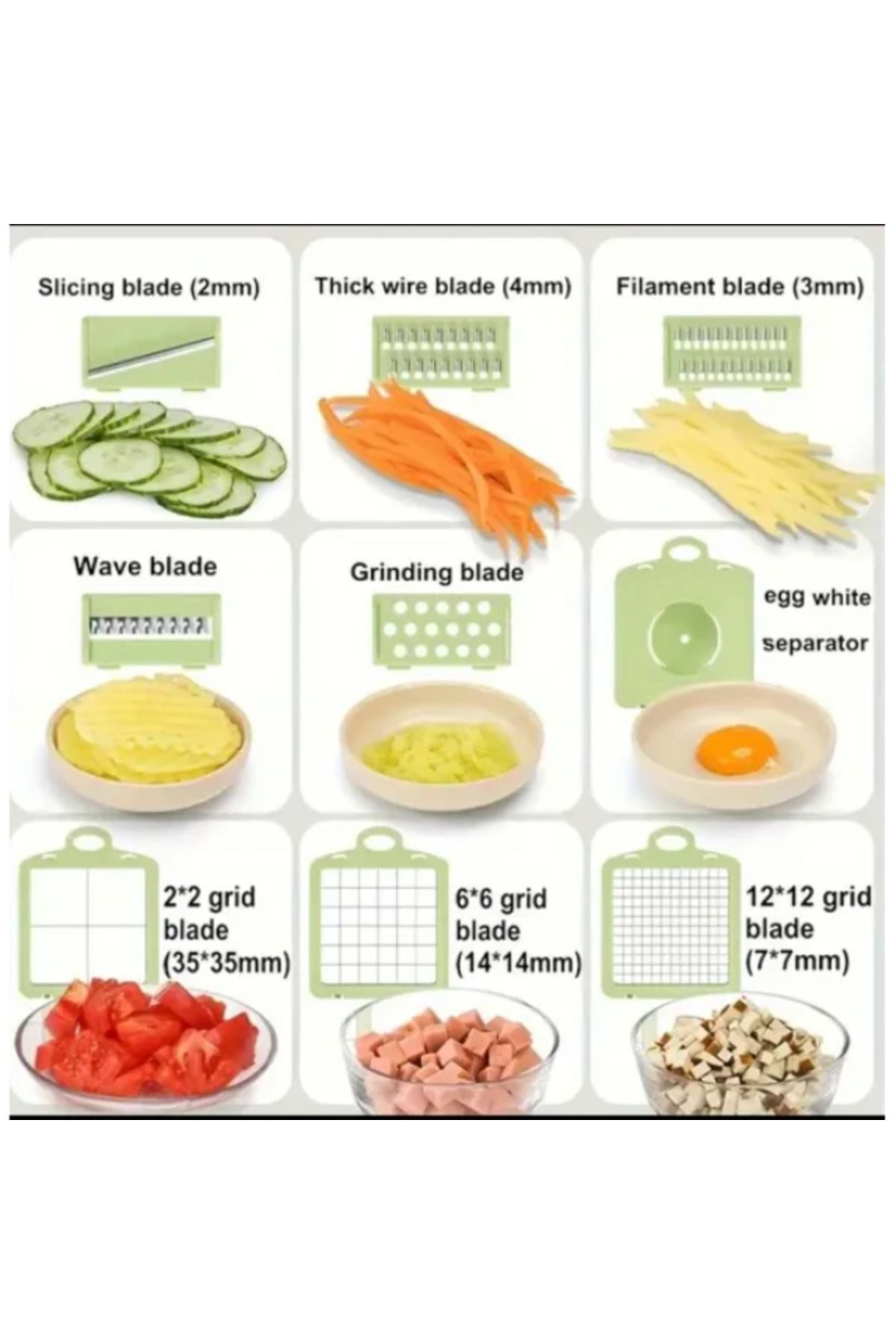 OEM-Tocător de legume multifuncțional, 9 în 1, toacă legume și fructe, model JD-2441 6