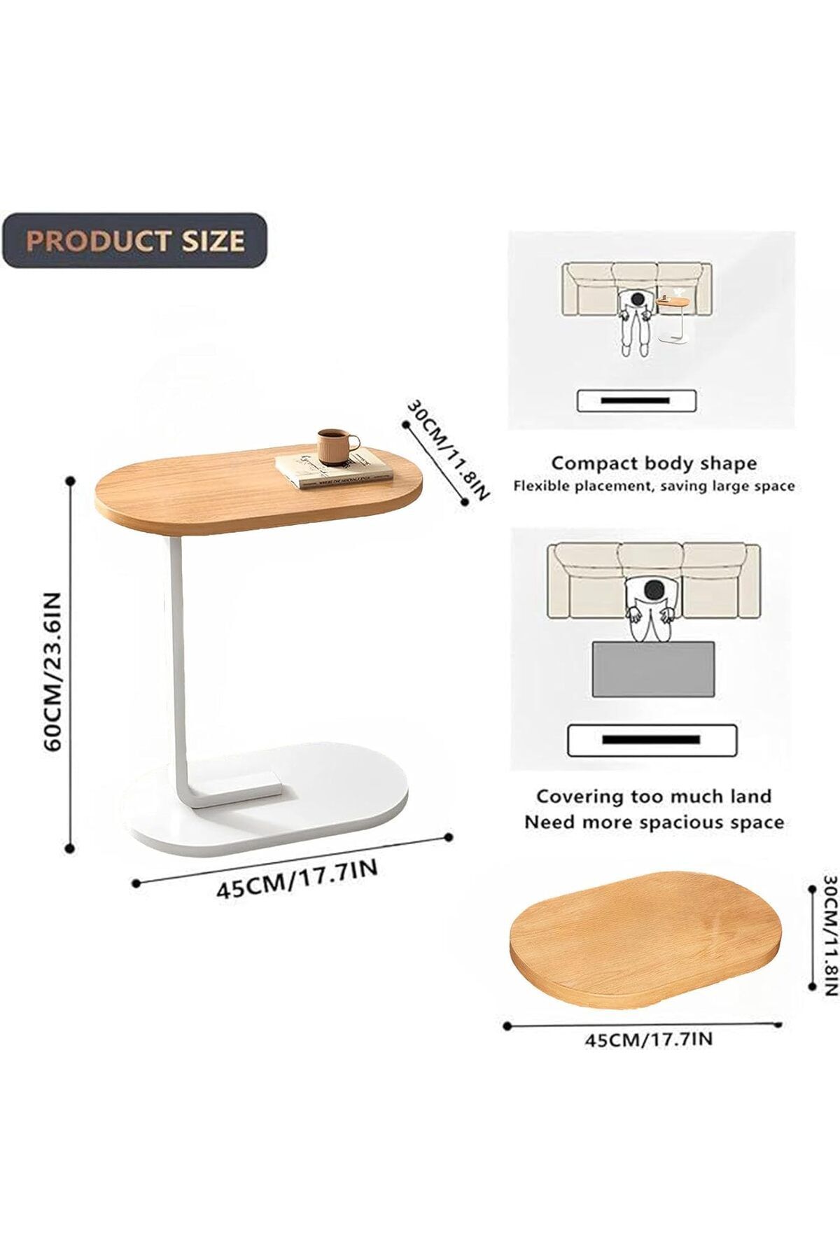 Türkiye-C Table End Table, Couch Tables That Slide Under, C Shaped Side Table, Small Side Table, Nar 3