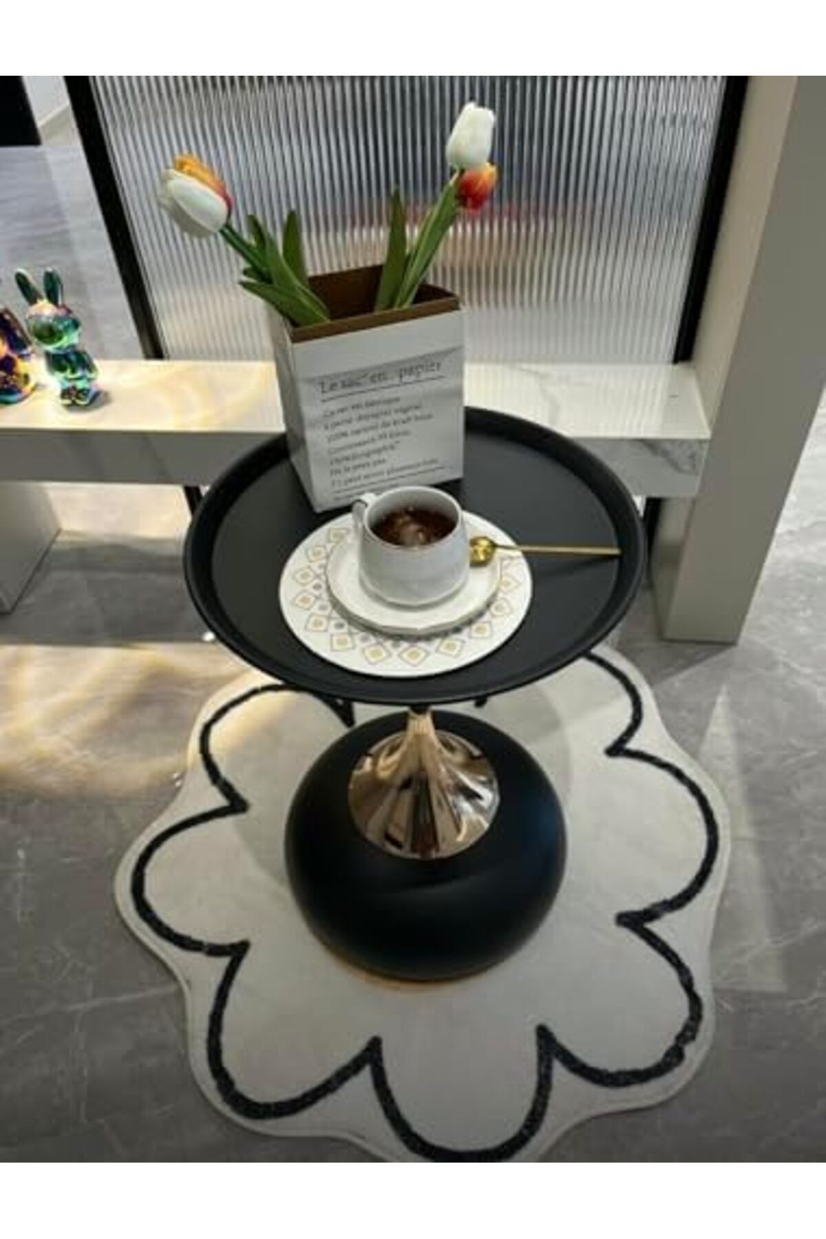 Türkiye-White Nordic Style Light Luxury Simple Round Table, Side Table, Metal Unique End Table 5