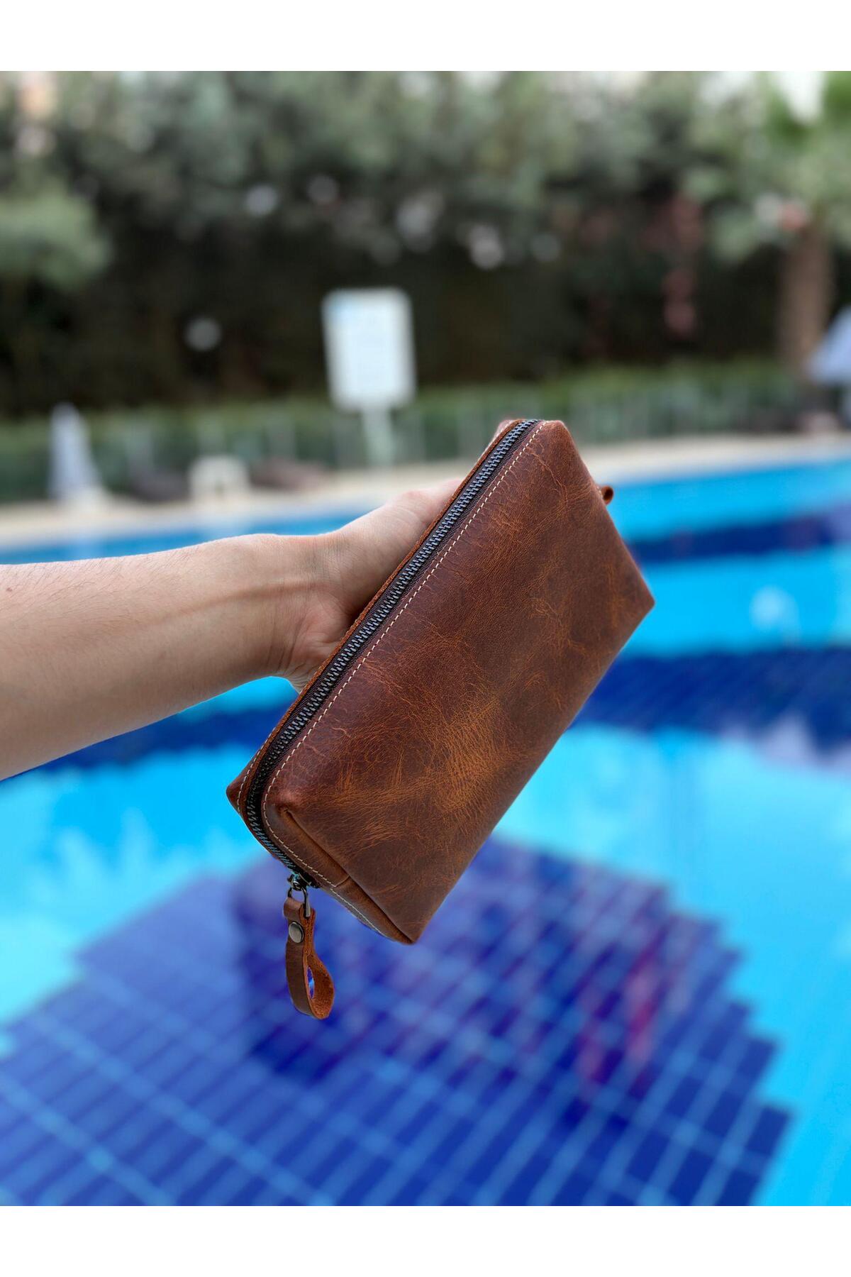 ÖzkanAccessory  Capella Hakiki Deri Kahve Unisex El Çantası - Görsel 8