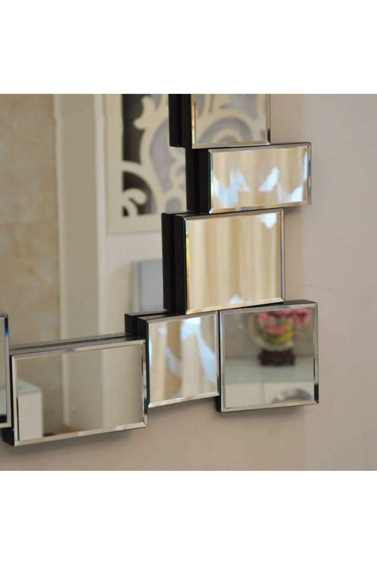LUXXO-Decorative Mirror Kave, Rectangular, Frame Made of Mirror Facets, 100x75cm 6