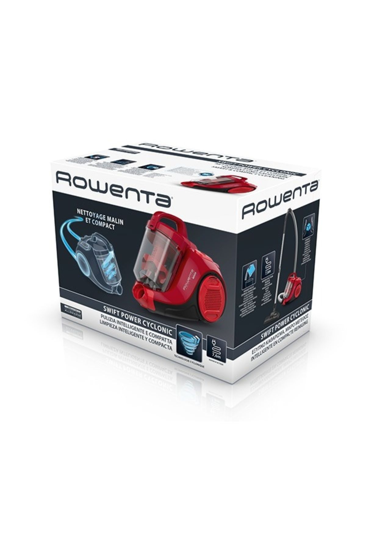 Rowenta-Aspirator fără sac Swift Power Cyclonic RO2913EA, 1.2l, 750W, 77dB, roșu-negru 6
