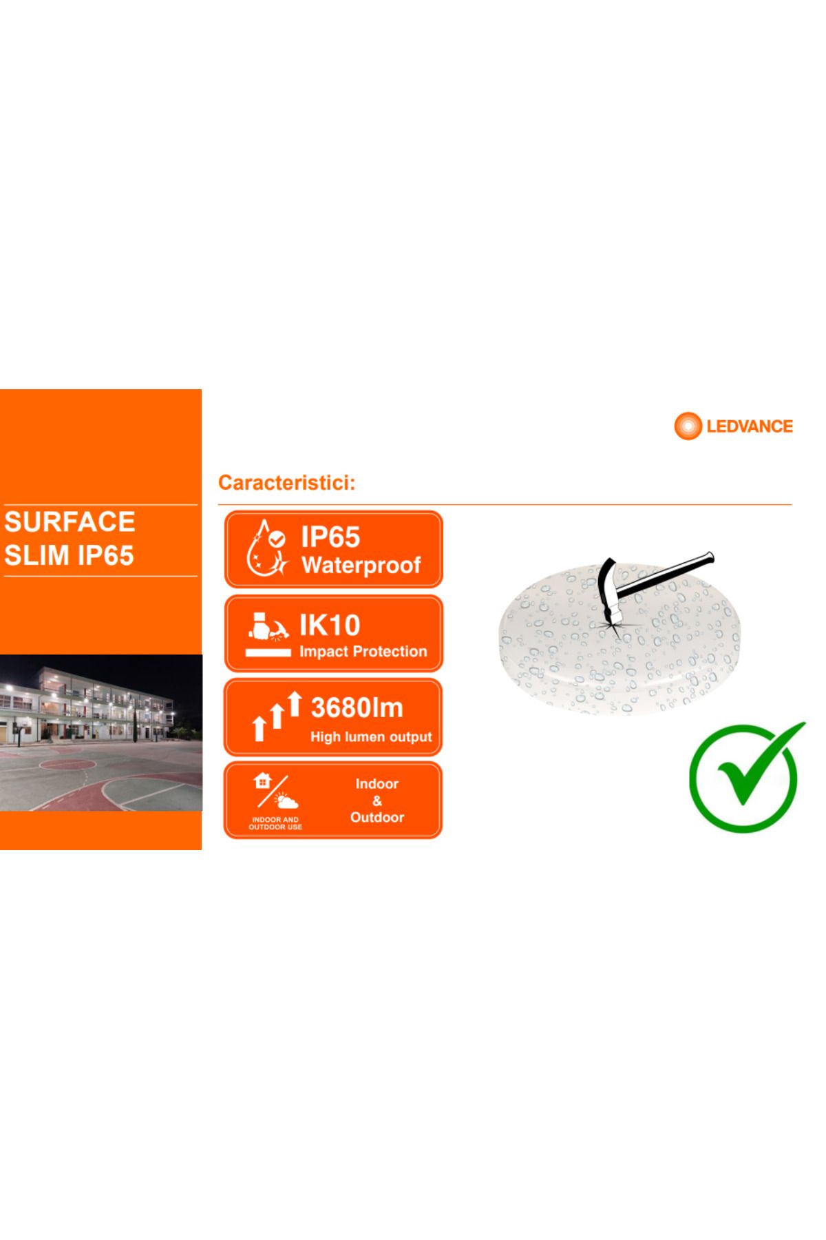 Ledvance-Outdoor LED ceiling light with motion sensor SURFACE SLIM ROUND 260, 26W, 2730 3