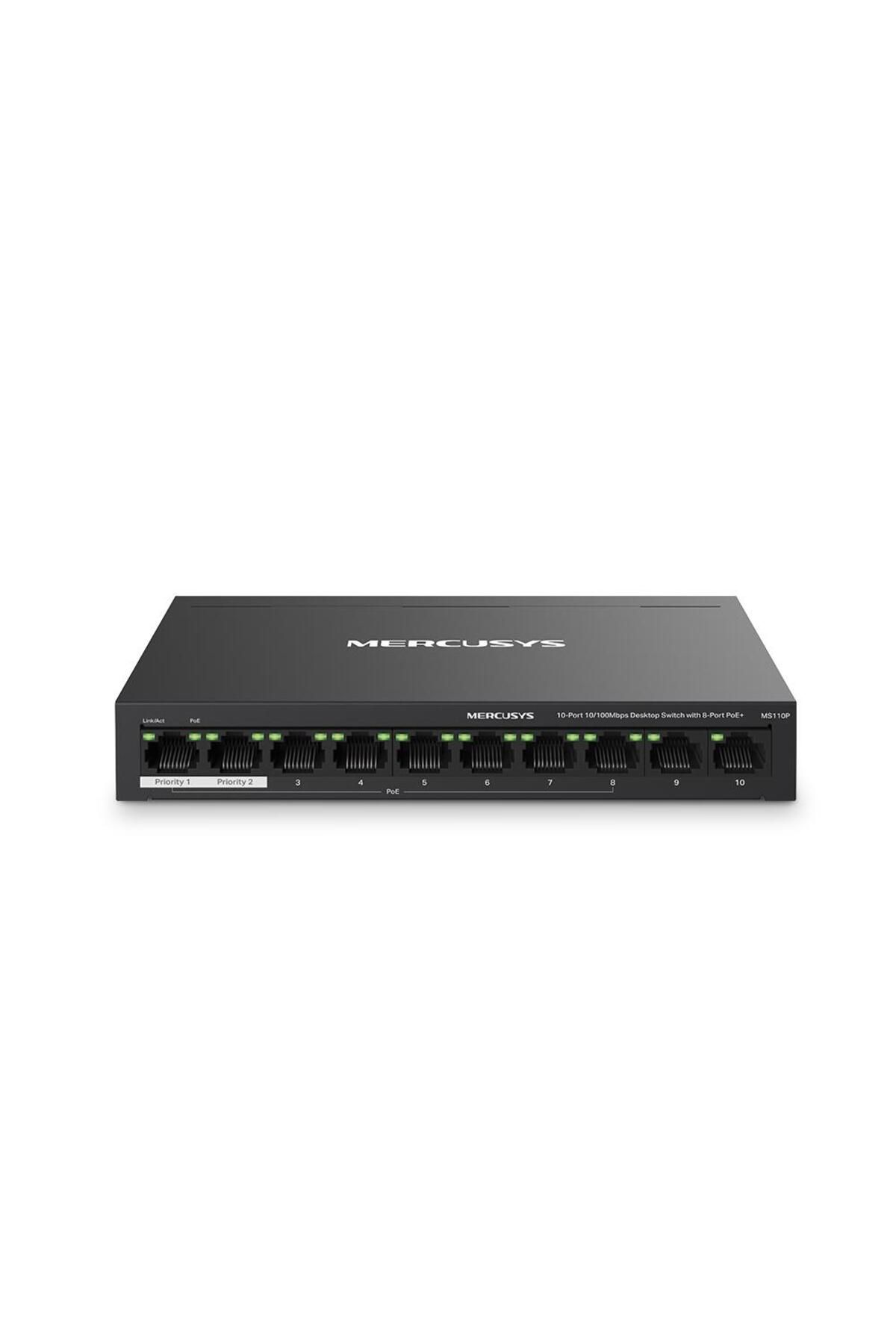 Mercusys-DESKTOP SWITCH 10PORT MS110P POE, Interface: 10× 10/100 Mbps, Standards and protocols 1