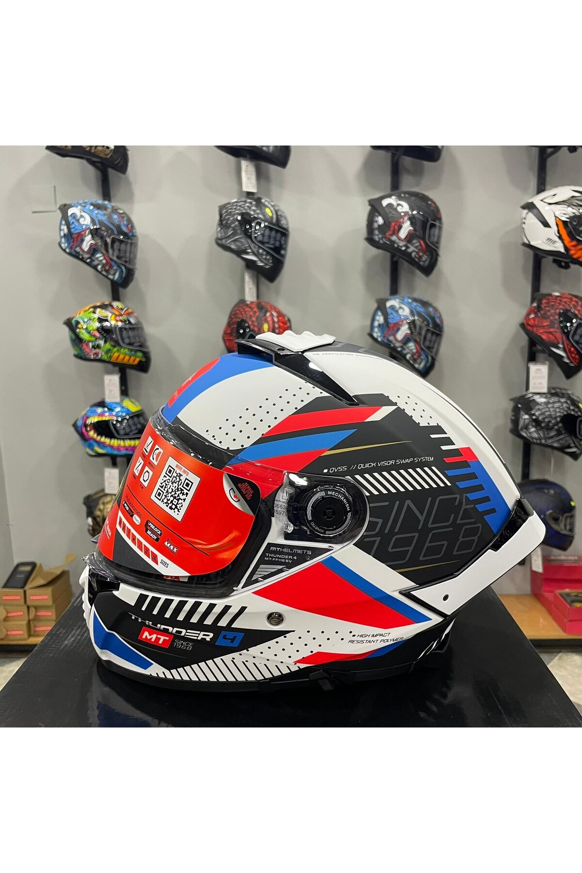 MT Helmets -Thunder 4 SV Luminence A7 Mat Beyaz/Kırmızı/Mavi