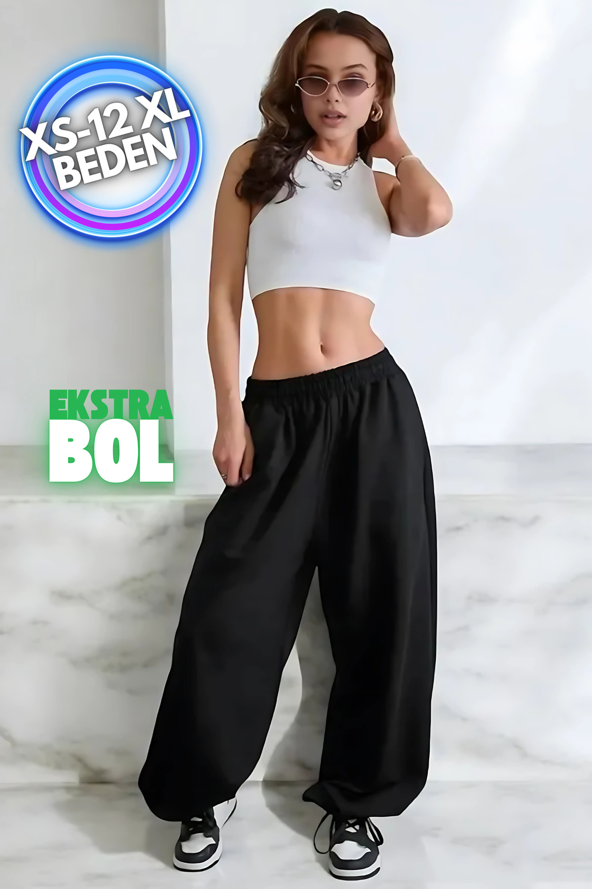 vladivosto Büyük Beden Bol Kalıp Ekstra Uzun Oversize Eşofman Altı Battal Pijama Siyah Gri