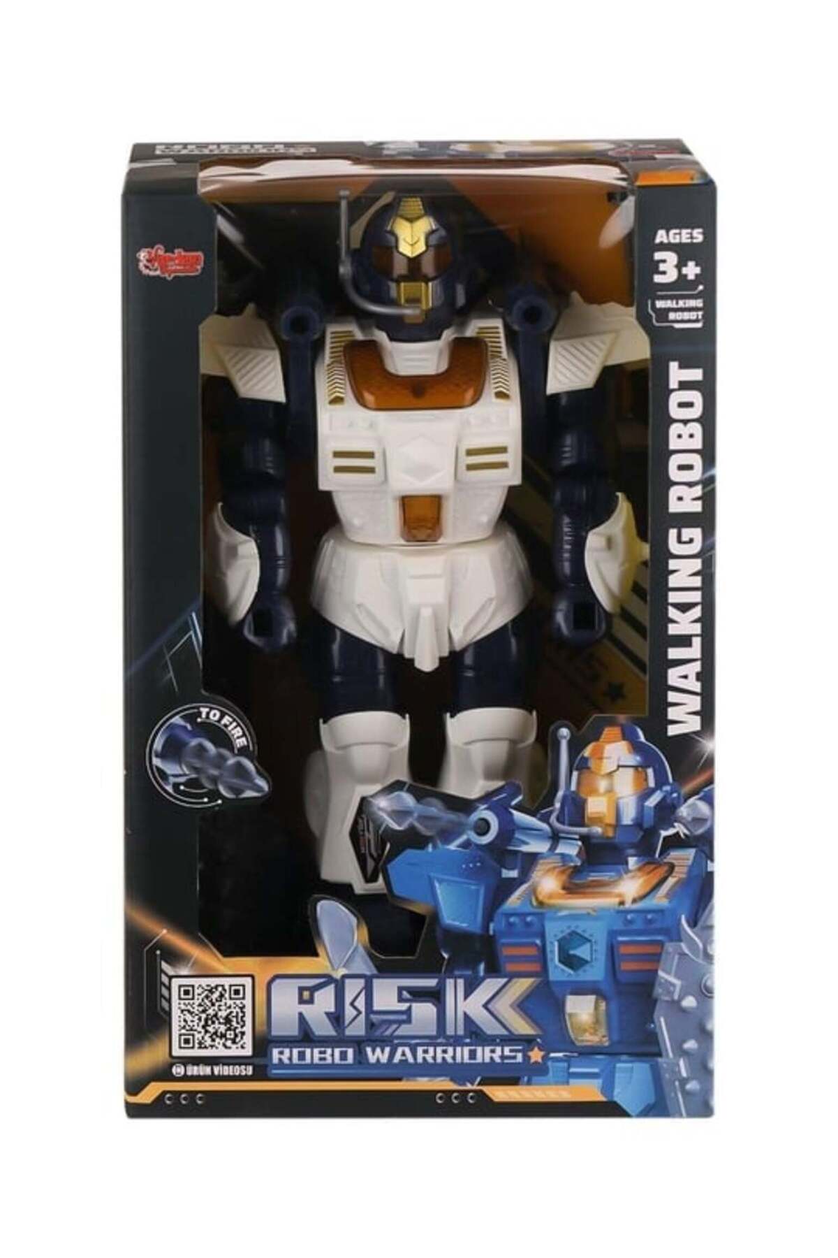 Vardem 35 Cm Roket Atan Savaşçı Beyaz Robot - Pilli , Işıklı ve