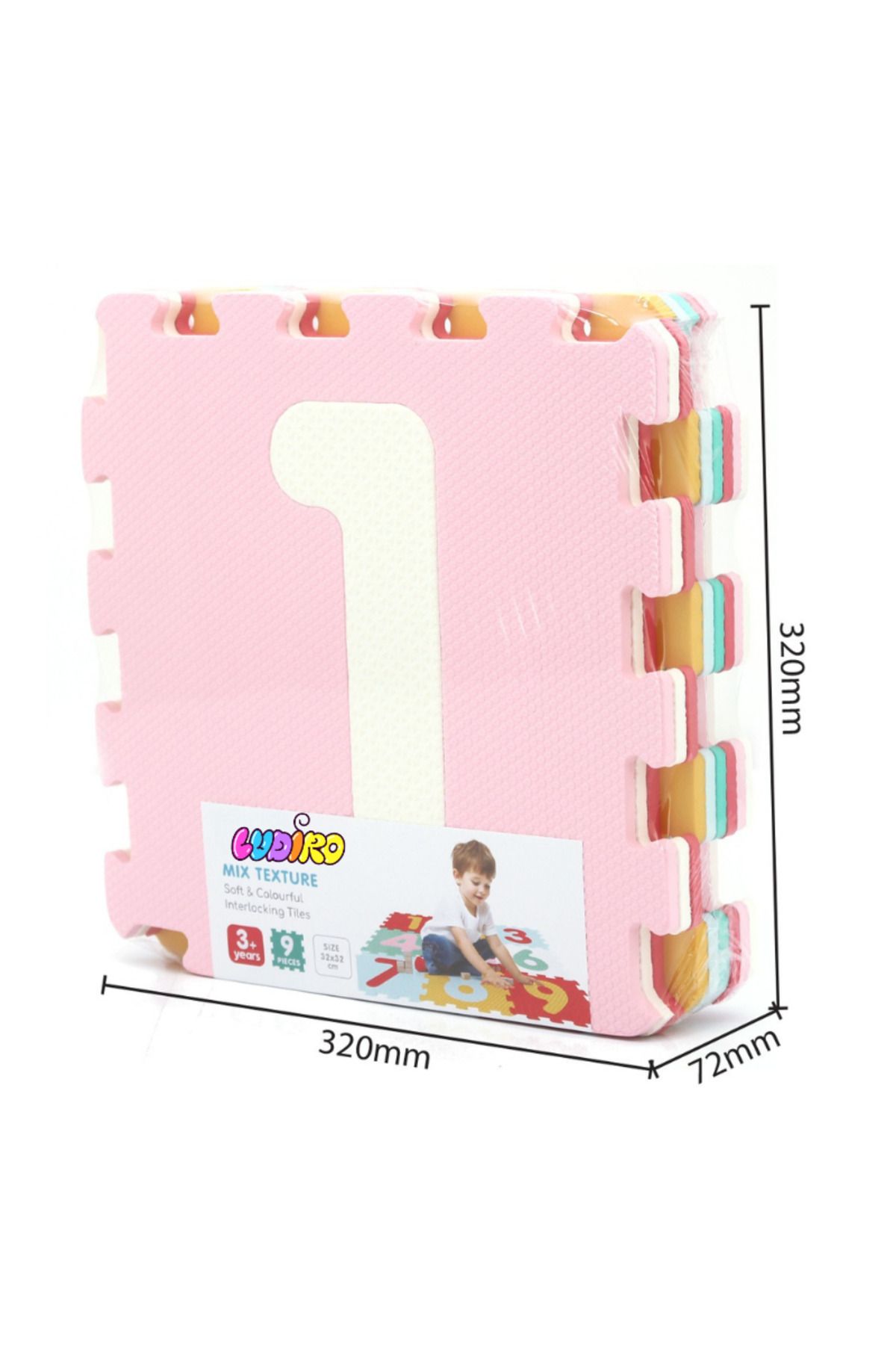 LUDIRO-Children's Puzzle Carpet with Numbers Mix 9 Pieces, EVA Foam Play Mat, Non-Slip 5