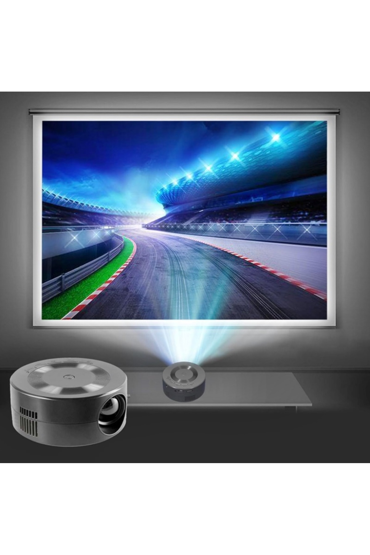 newnet 1080p Mini Taşınabilir LED Projektör Dış-İç Mekan Telefon Yansıtmalı Ev Sineması