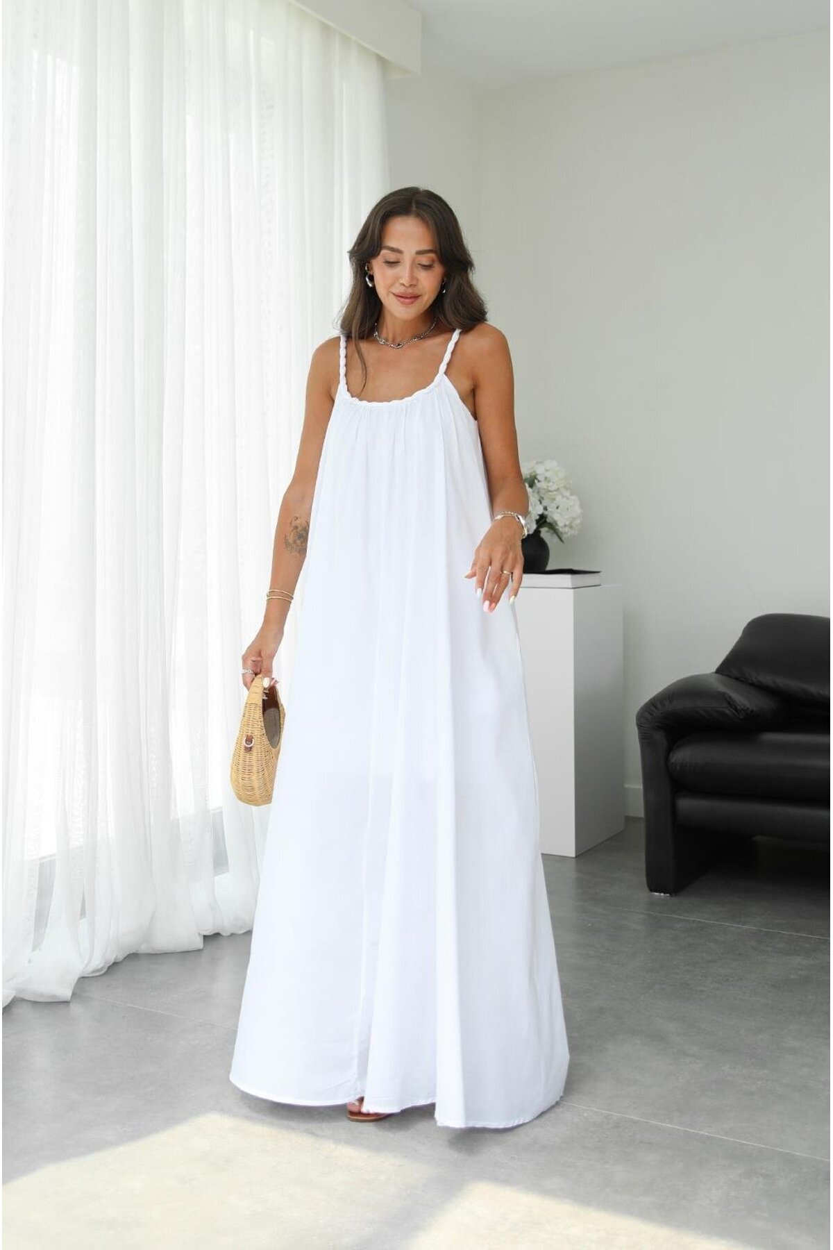 Havoş-White Mesh Detailed Lined Voile Dress 3