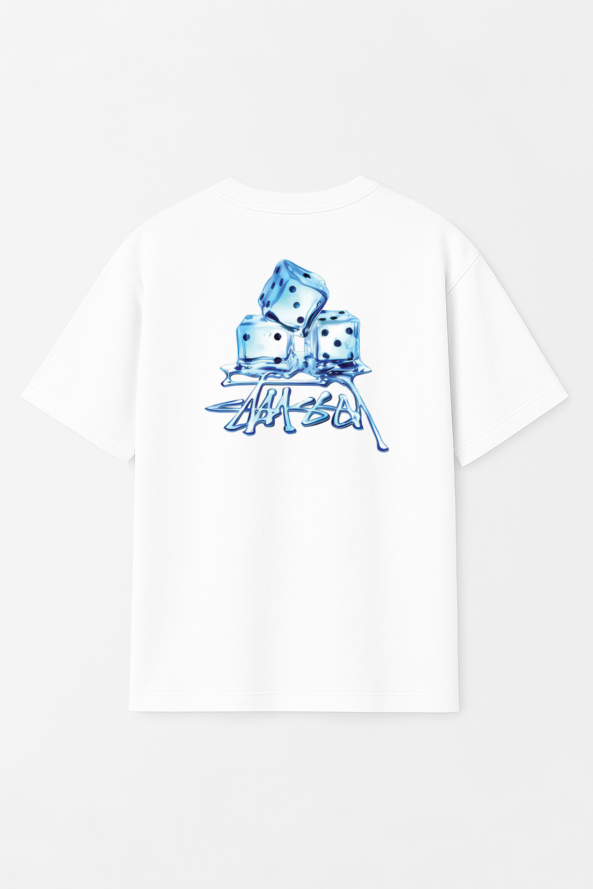 Unisex Stüssy Ice Cube Baskılı Oversize %100 Pamuk Geniş Kesim Dokulu Bisiklet Yaka T-Shirt RF0531