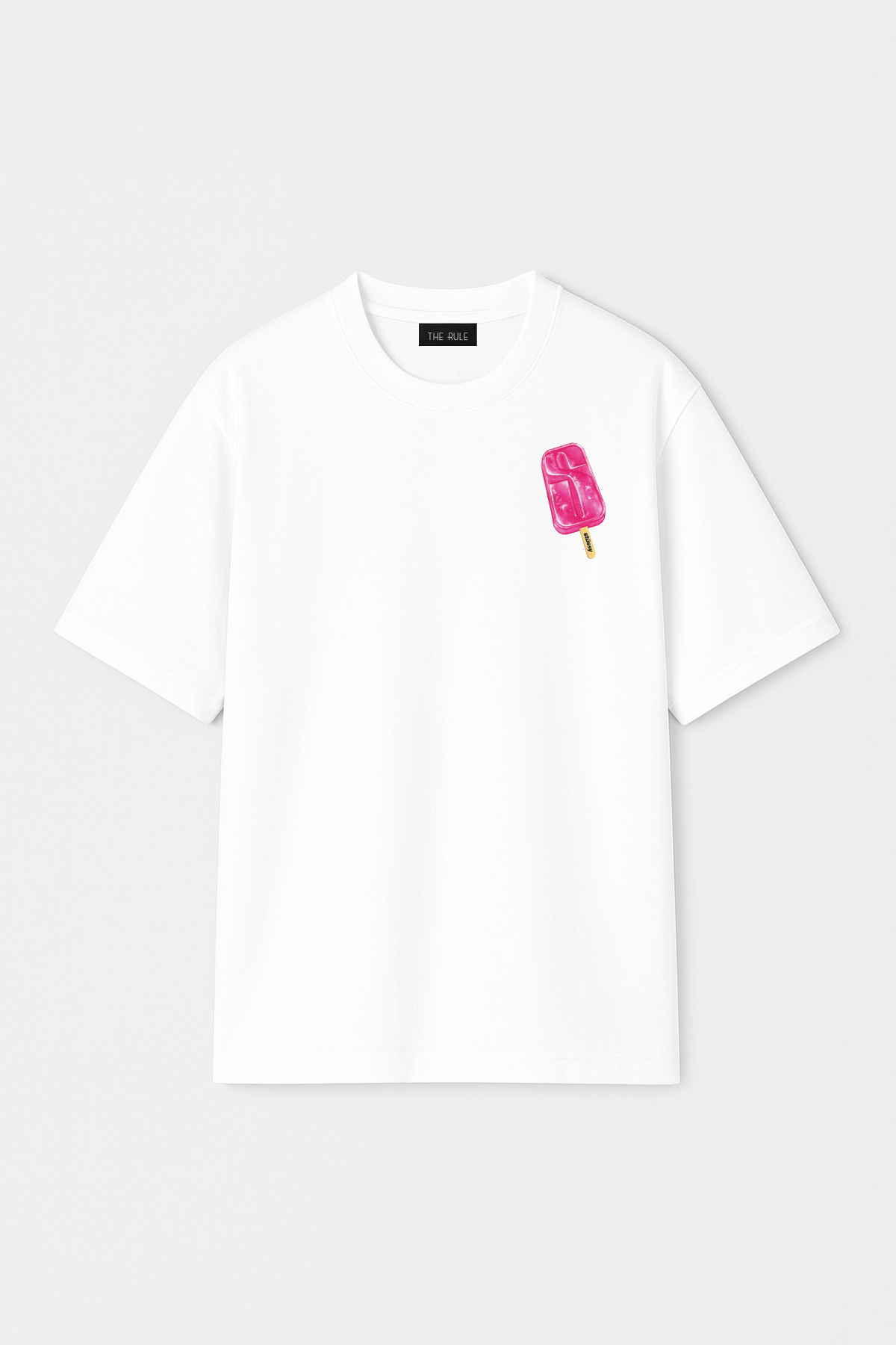 THE RULE-Tricou unisex Stüssy Ice Cream imprimat oversize 100% bumbac cu croiala largi, texturat, cu decolteu rotund RF0532 2