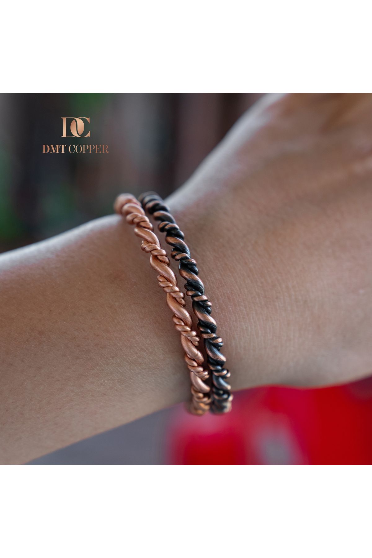 DMT COPPER HOME-100% Handmade Copper Bracelet, Natural Antibacterial Copper Bracelet, Health Friendly 2 Pcs 4