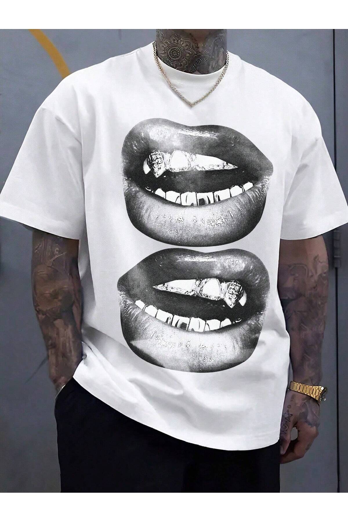 SVART WEAR Dudak Ağız Baskılı T-shirt Oversize Unisex Tee Tişört