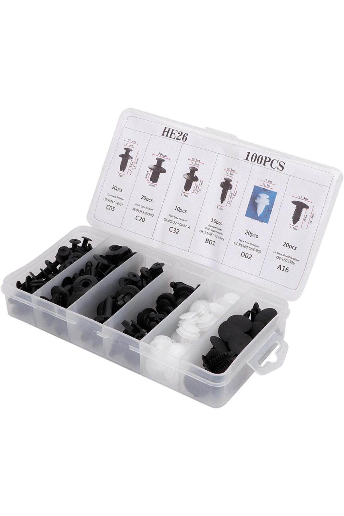 Generic-Bumper Rivets, Door Trim Clip Car Door Fastener with Storage Box Push Pin Trim for Engine Hood for D 1