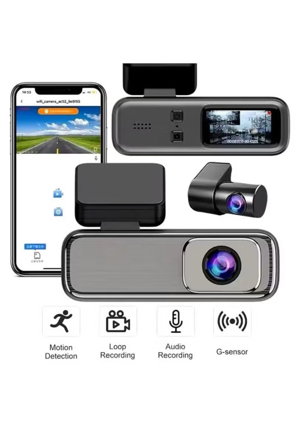 Sonic-Sonic Q6 4K Front & Rear Camera, HDR, Wi-Fi, Accident Sensor, Display, Parking Mode & Wide Lens. 1