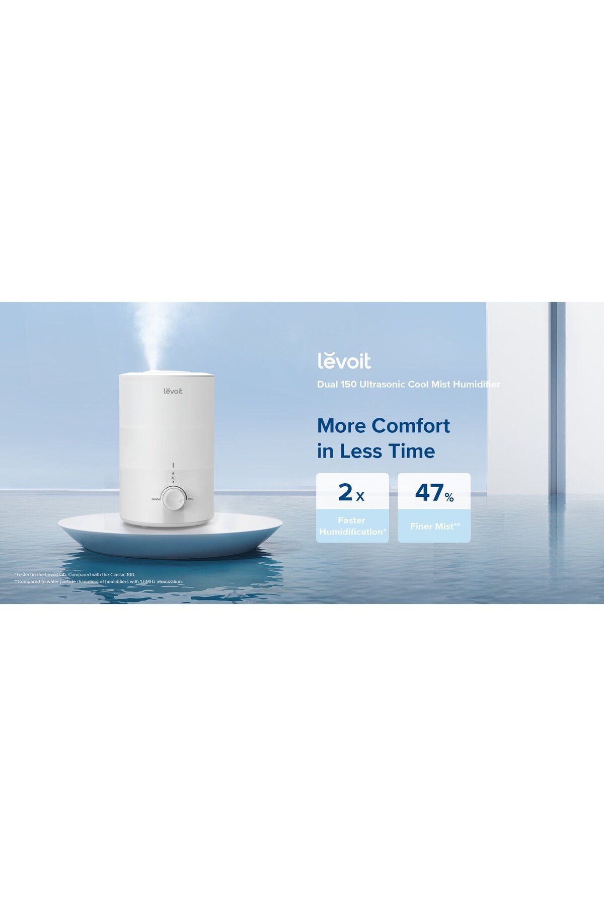 Levoit-Dual 150 Ultrasonic Cool Mist Humidifier, 27m² Room Coverage, White, LUH-D302-WAE 7