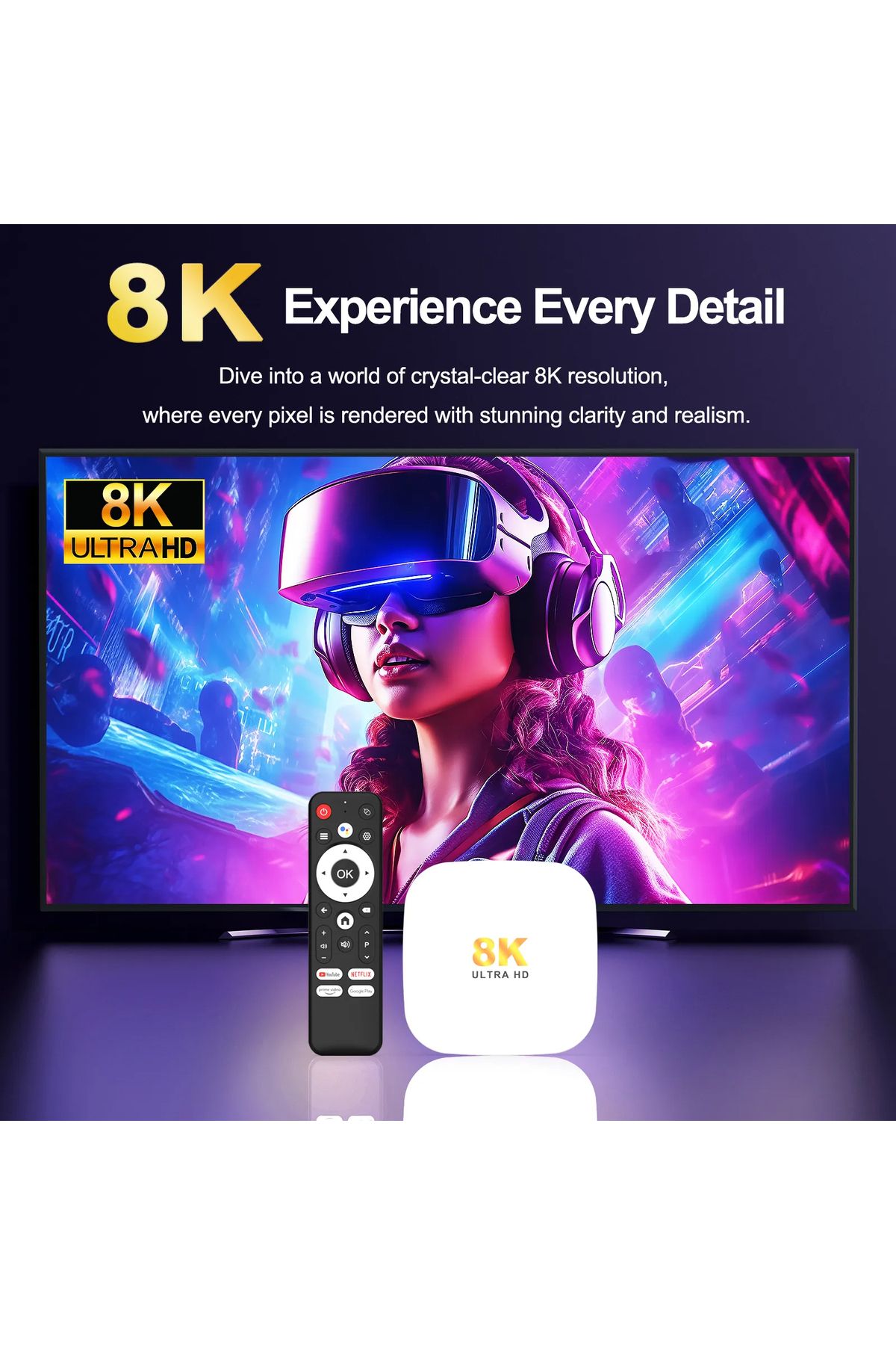 h96max-M2Plus 8K Android 14.0 Tv Box 4Gb+32Gb Media Player Air Mouse Wifi6 Bt 5.4 Ethernet Voice Command 5