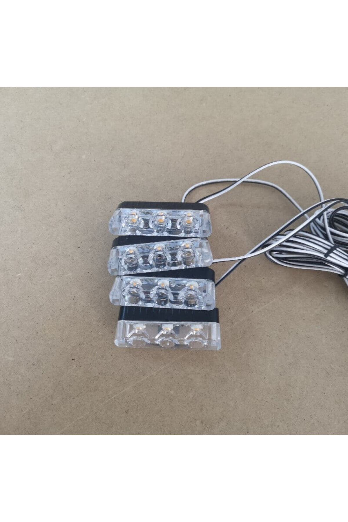 BGRJ Automotive-Set of 4 yellow strobe lights for the grille, remote control, 7 functions, 12V 7