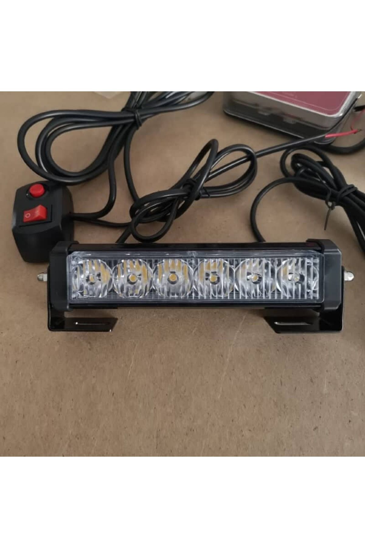 BGRJ Automotive-Yellow LED warning lights, 12-24V, 9-function strobes, grille or ceiling, with button 6