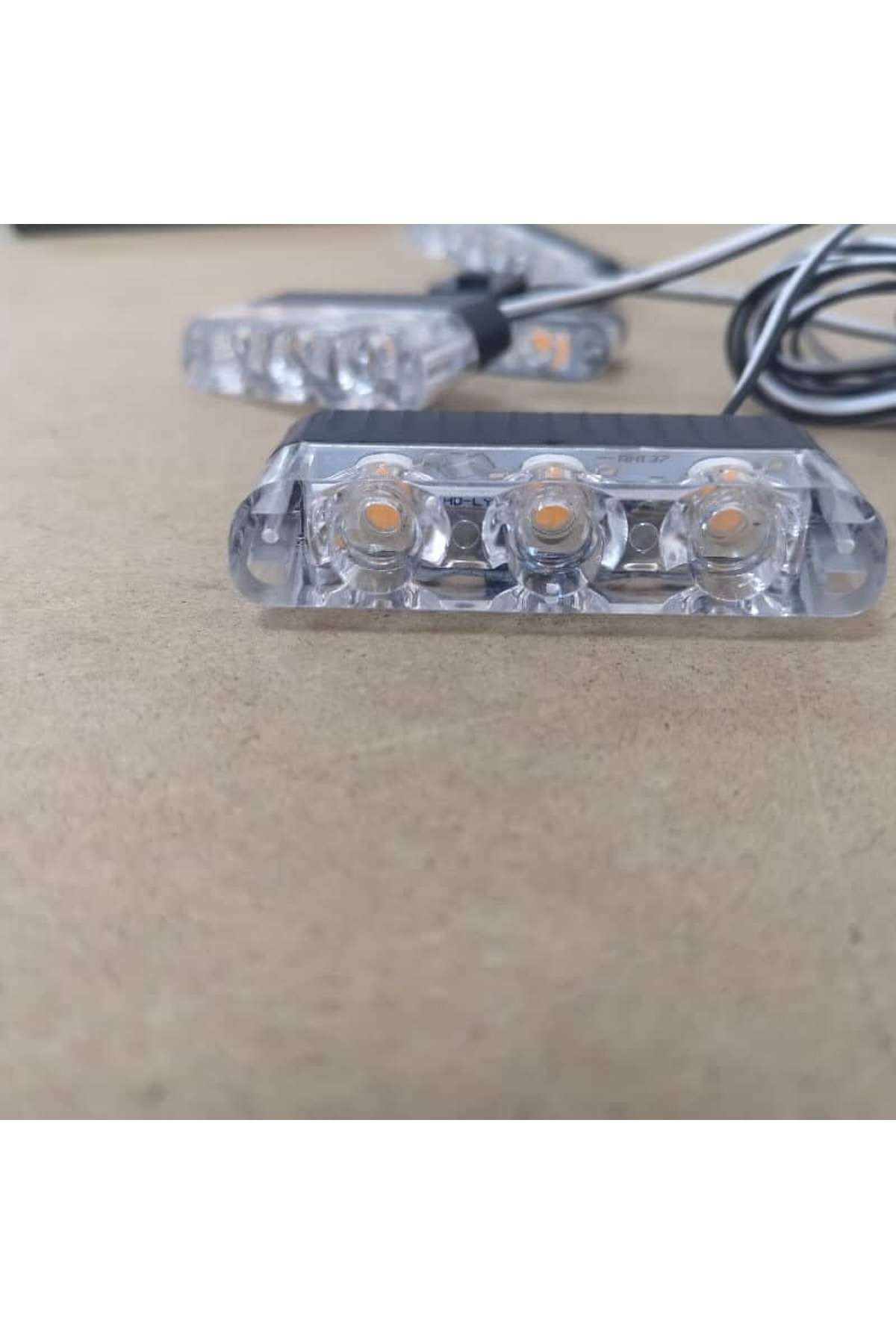 BGRJ Automotive-Set of 4 yellow strobe lights for the grille, remote control, 7 functions, 12V 9