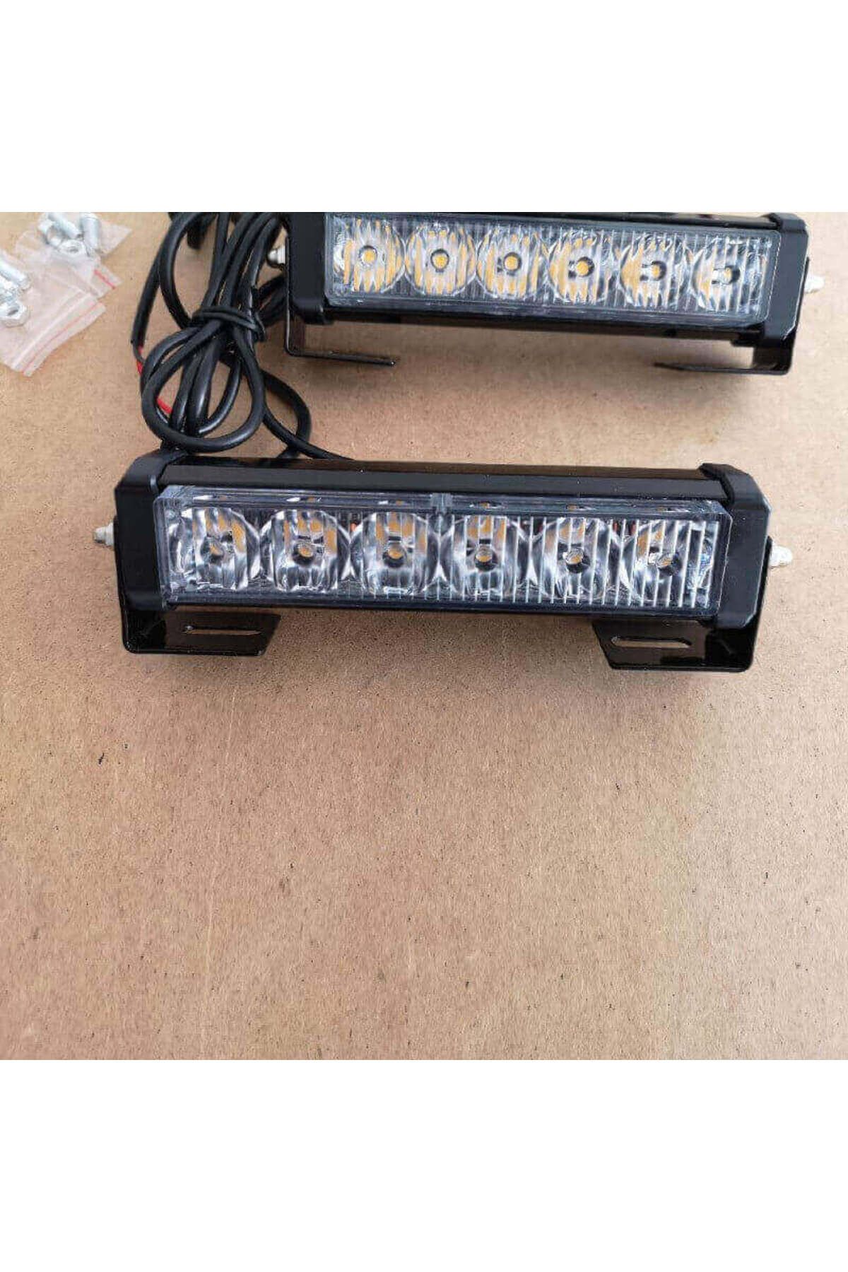 BGRJ Automotive-Yellow LED warning lights, 12-24V, 9-function strobes, grille or ceiling, with button 5
