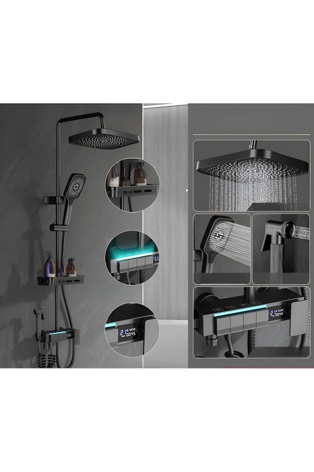 SMART GADGETS C&A-Coloană de duș inteligentă cu afișaj LED, control termostatic, 4 moduri de pulverizare, tehnologie de injecție a aerului 2