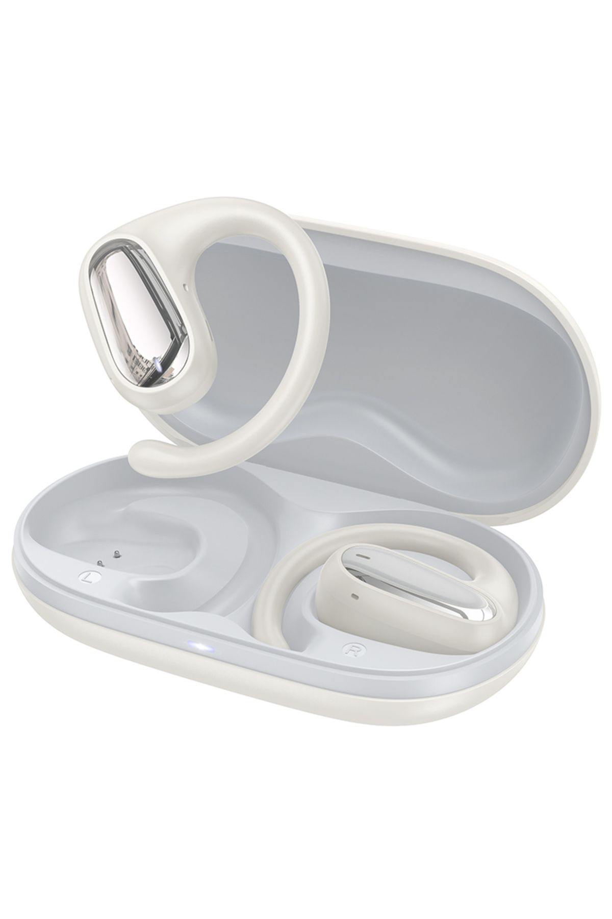 REDz Accessories-Căști Bluetooth Hoco EA4 Open-Ear, capacitate 500mAh, autonomie baterie 6 ore, ergonomice, culoare crem 1